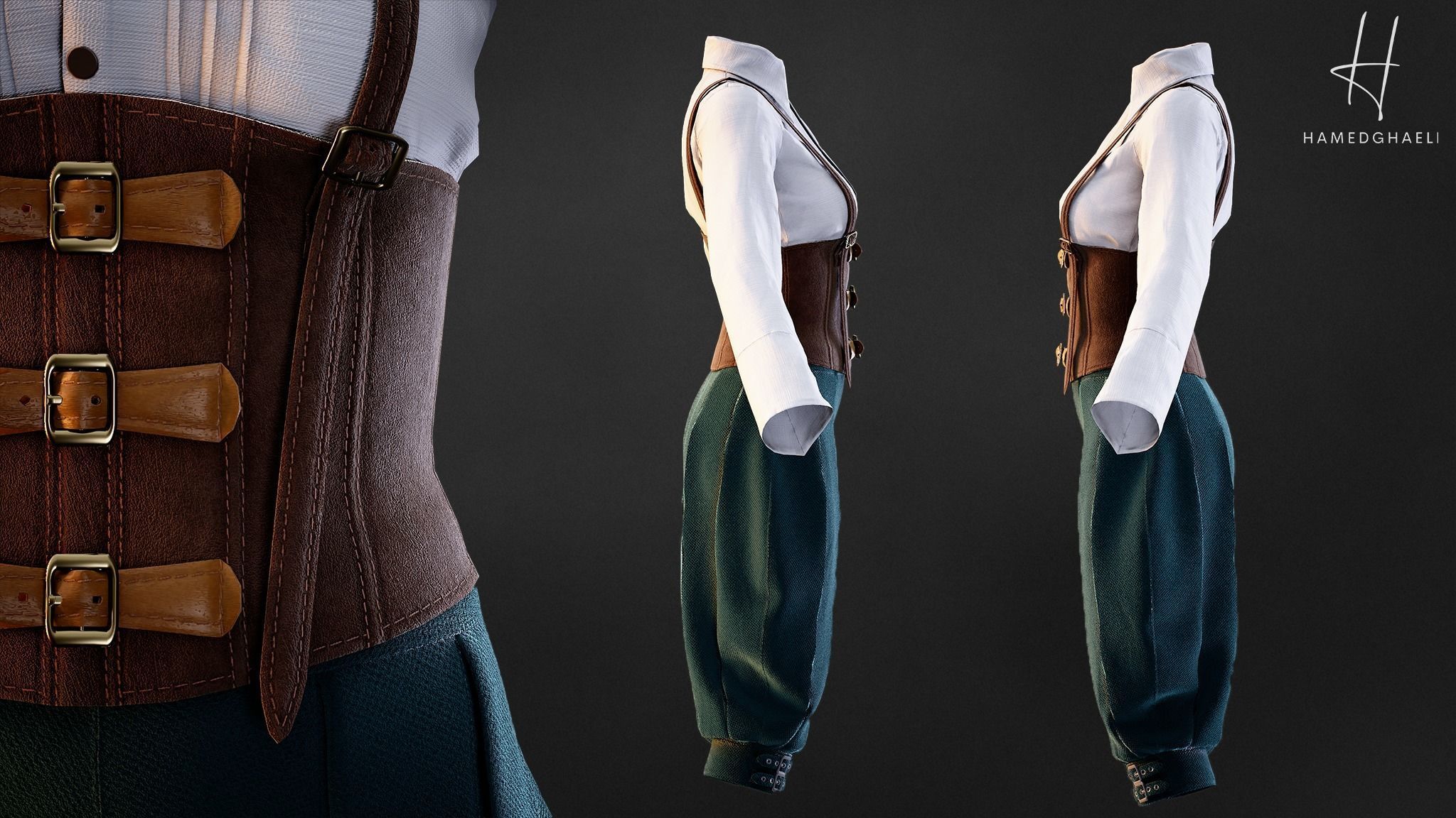 Medieval Fantasy Outfit Low-poly 3D model_5