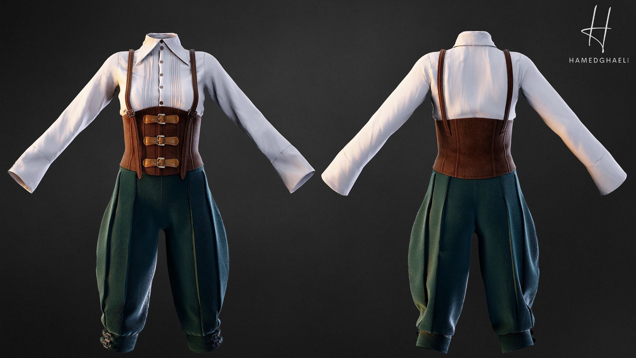 Medieval Fantasy Outfit Low-poly 3D model_4