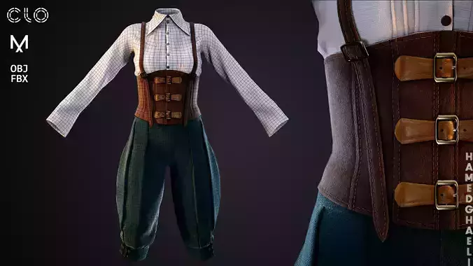 Medieval Fantasy Outfit Low-poly 3D model