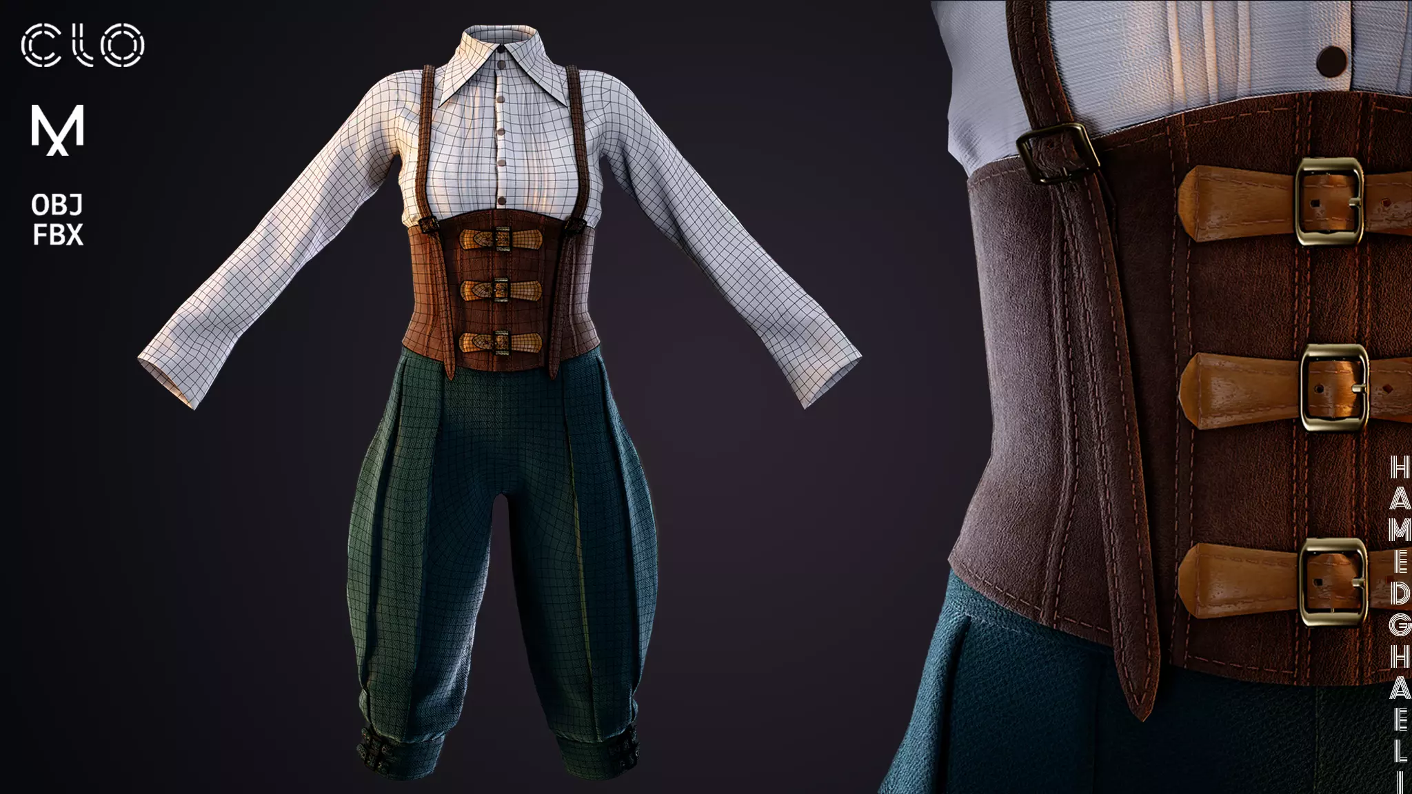 Medieval Fantasy Outfit Low-poly 3D model_0