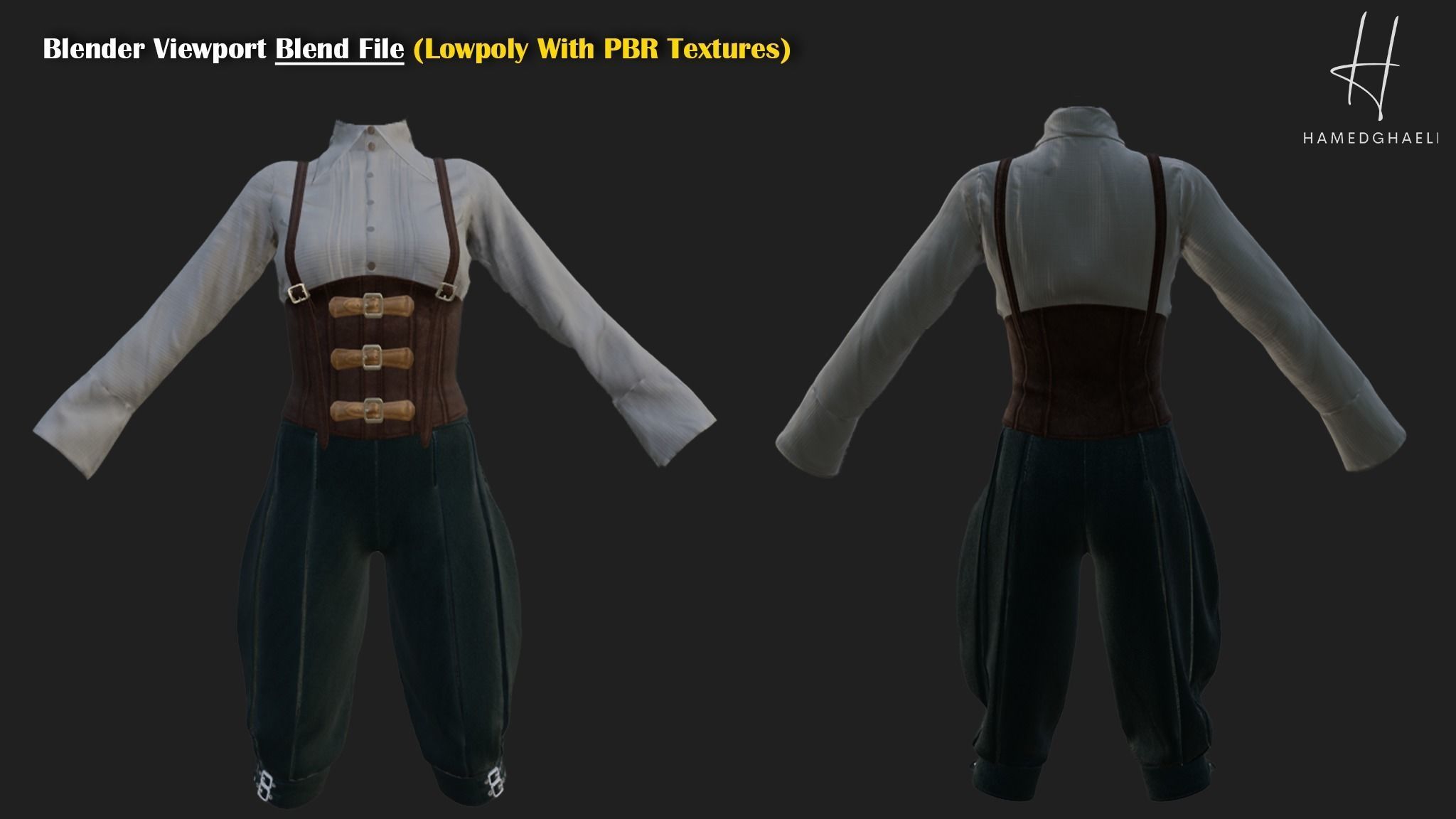 Medieval Fantasy Outfit Low-poly 3D model_9