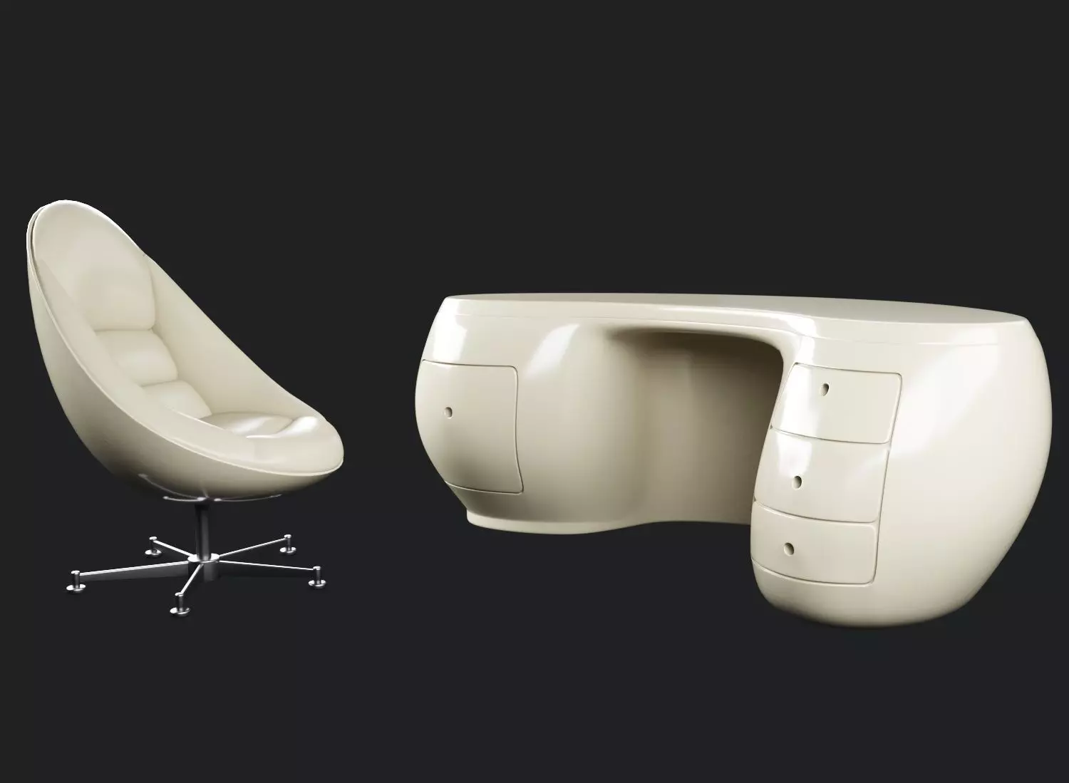 BOOMERANG DESK AND CHAIR Designed by Maurice Calka 3D model