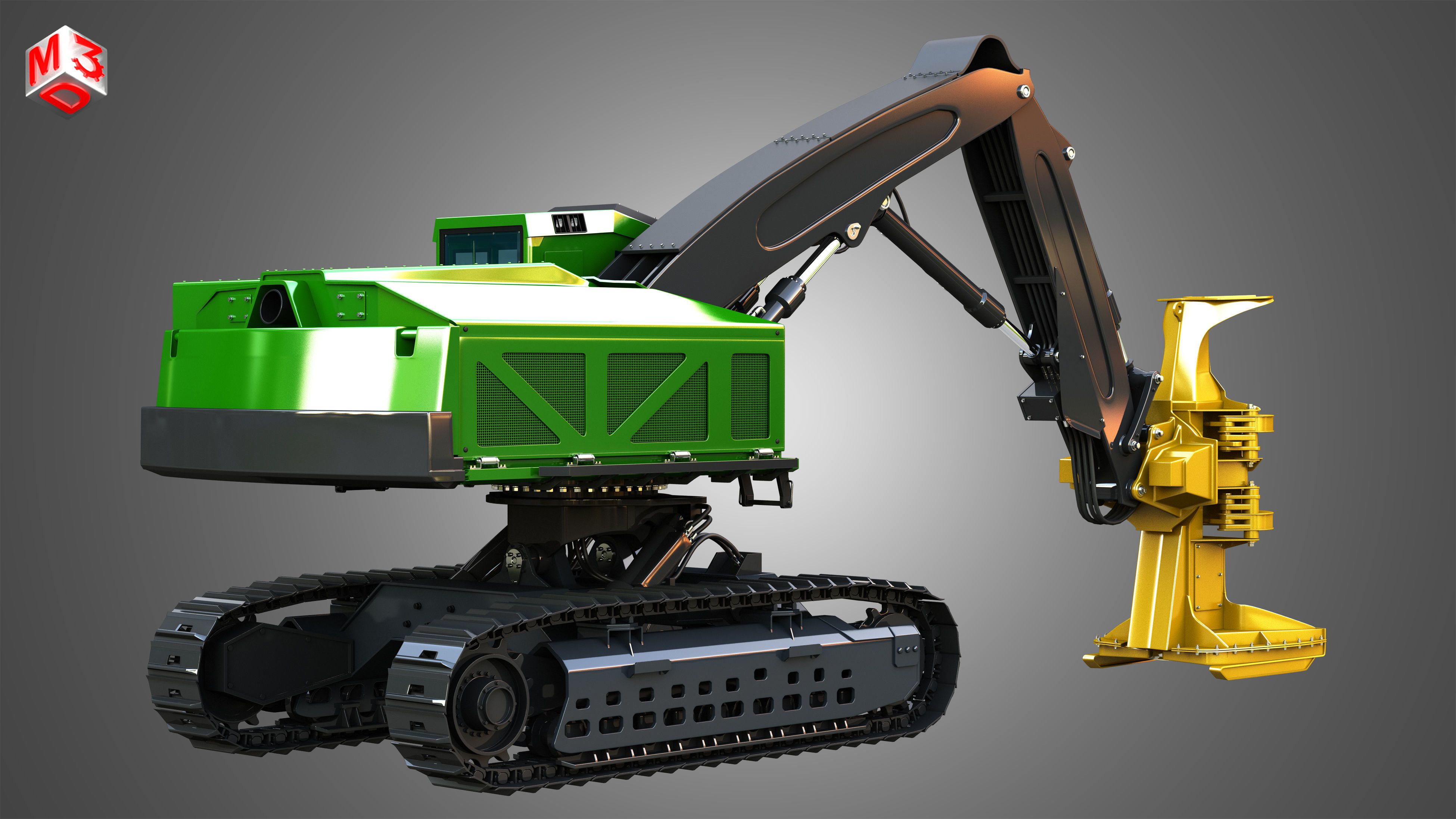 JD - 959MH Tracked Forest Machine 3 in 1 3D Model Collection_7