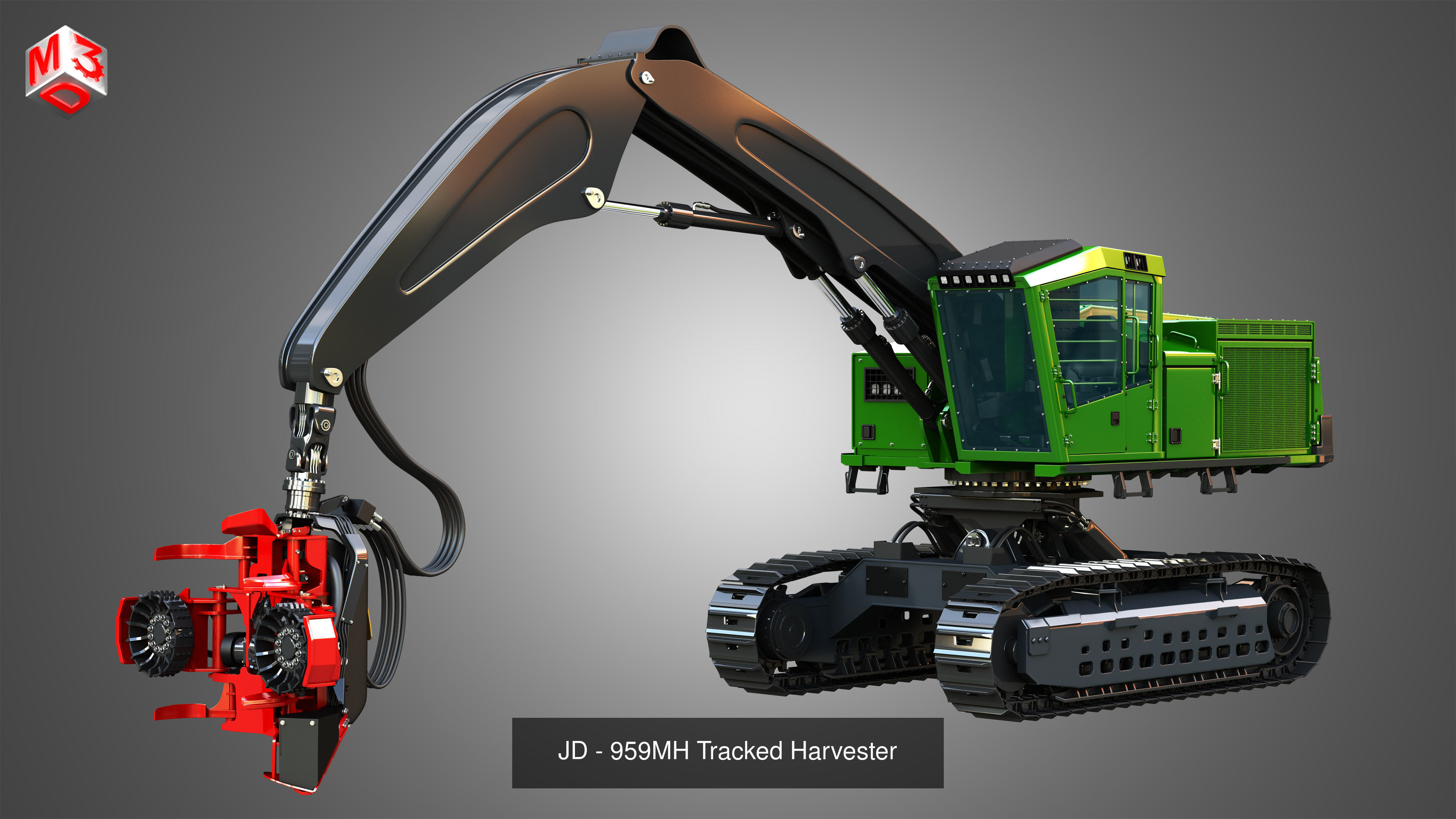 JD - 959MH Tracked Forest Machine 3 in 1 3D Model Collection_3