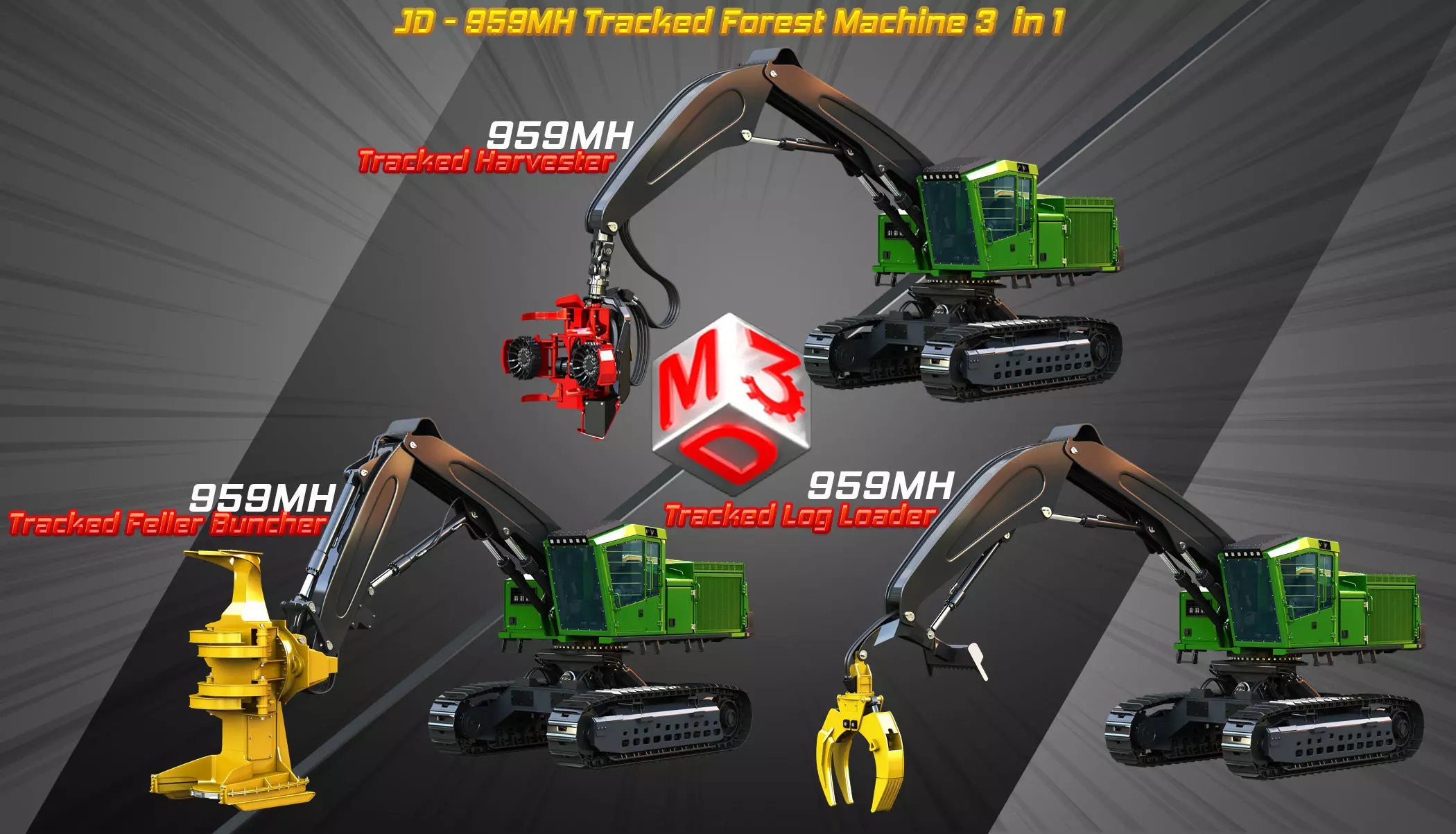 JD - 959MH Tracked Forest Machine 3 in 1 3D Model Collection_0