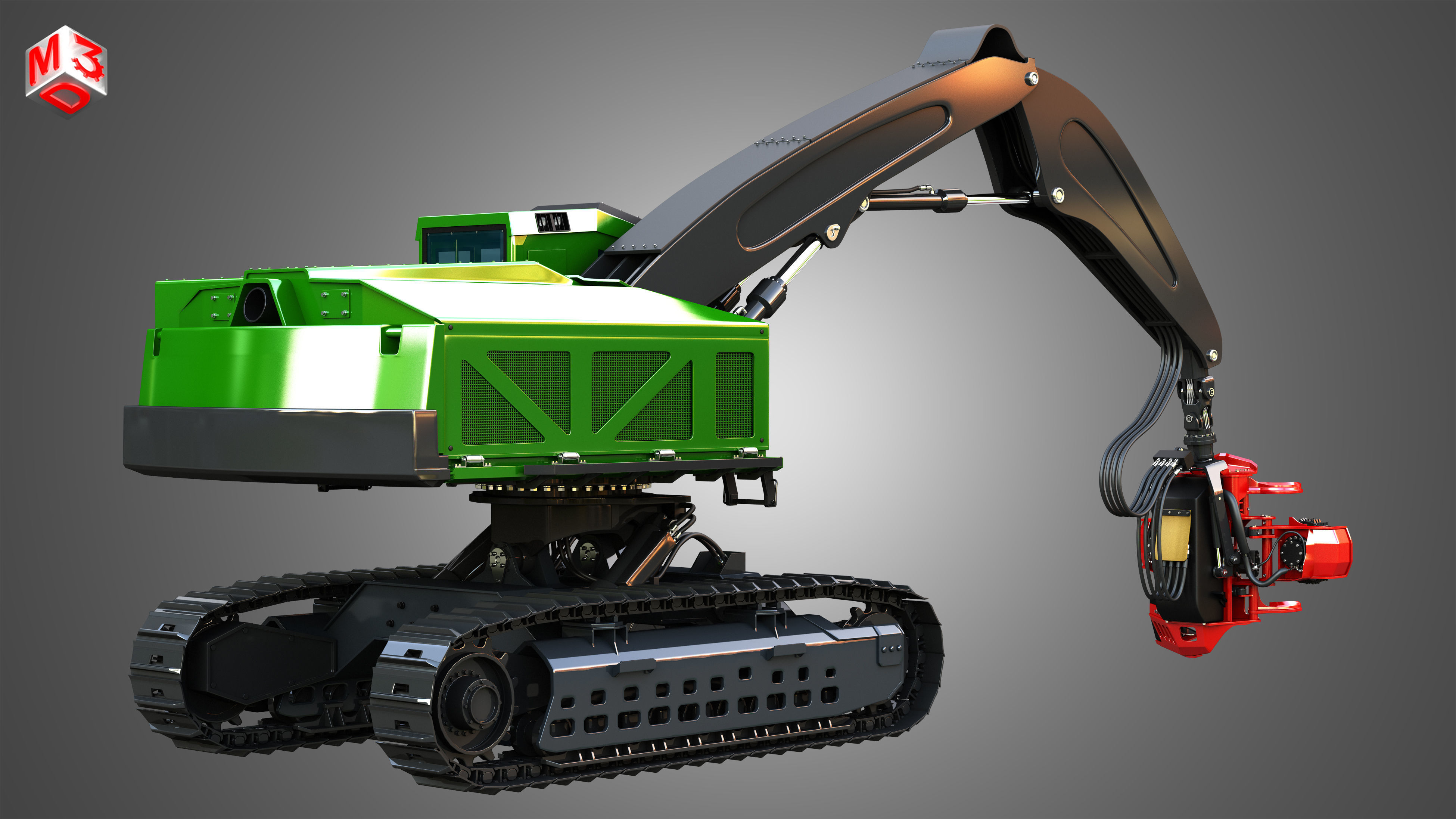 JD - 959MH Tracked Forest Machine 3 in 1 3D Model Collection_6