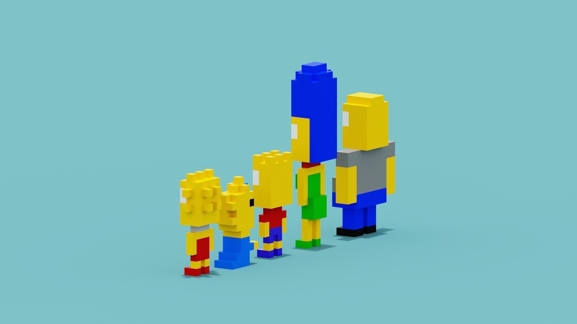 Voxel Simpsons Low-poly 3D model_6