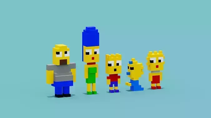 Voxel Simpsons Low-poly 3D model