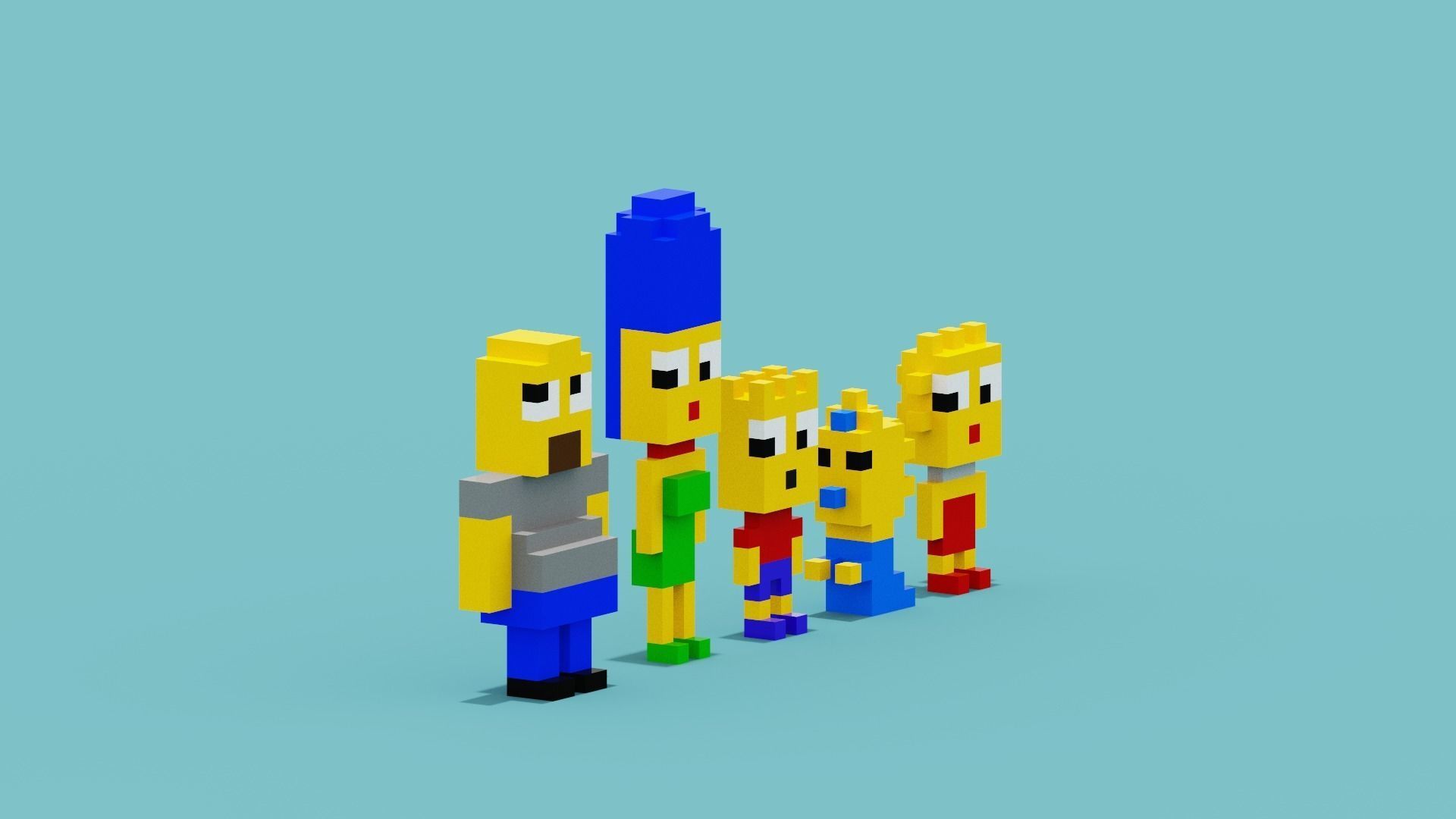 Voxel Simpsons Low-poly 3D model_9
