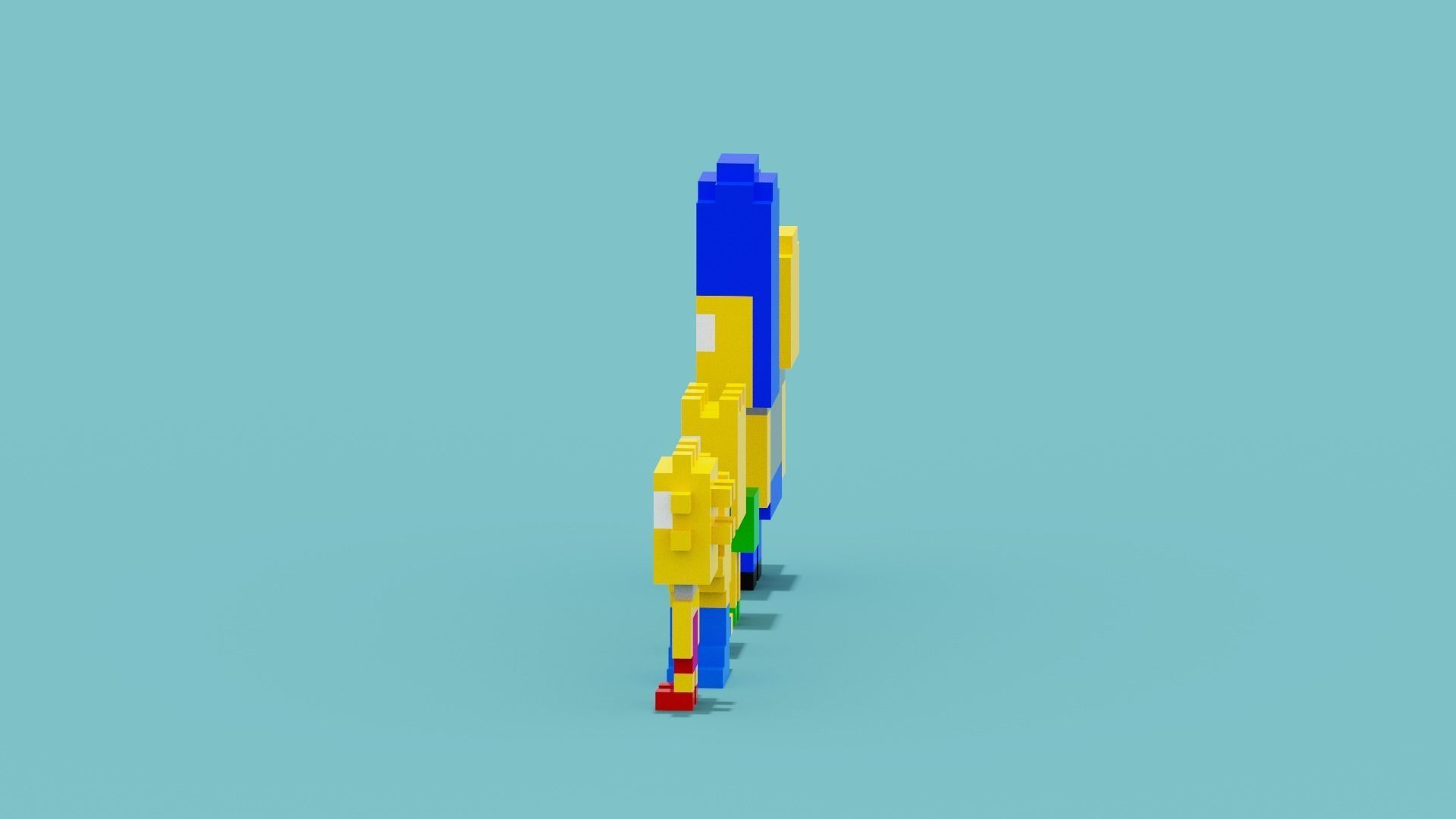 Voxel Simpsons Low-poly 3D model_2