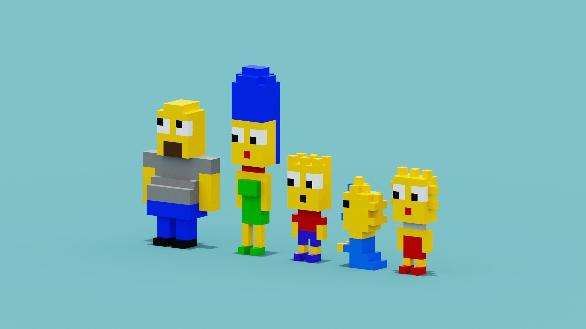 Voxel Simpsons Low-poly 3D model_4