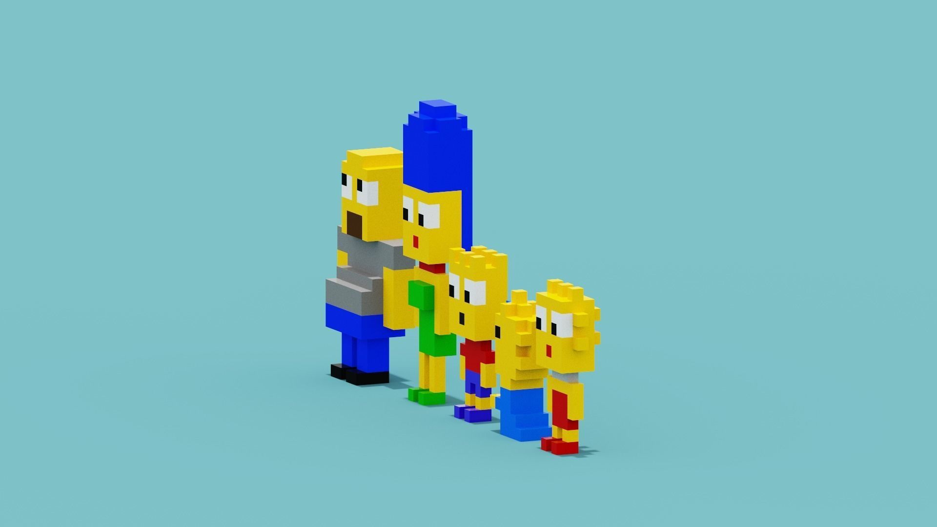 Voxel Simpsons Low-poly 3D model_3