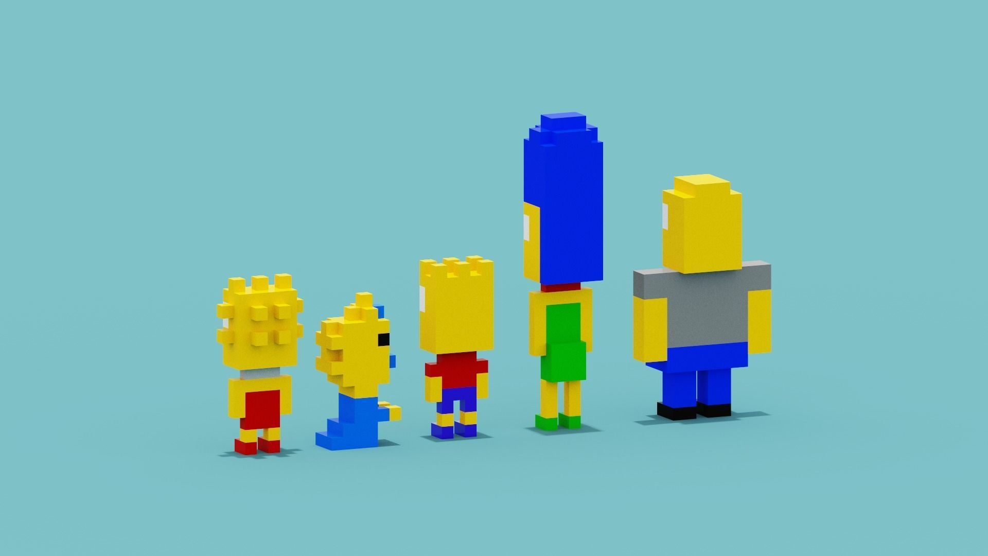 Voxel Simpsons Low-poly 3D model_5
