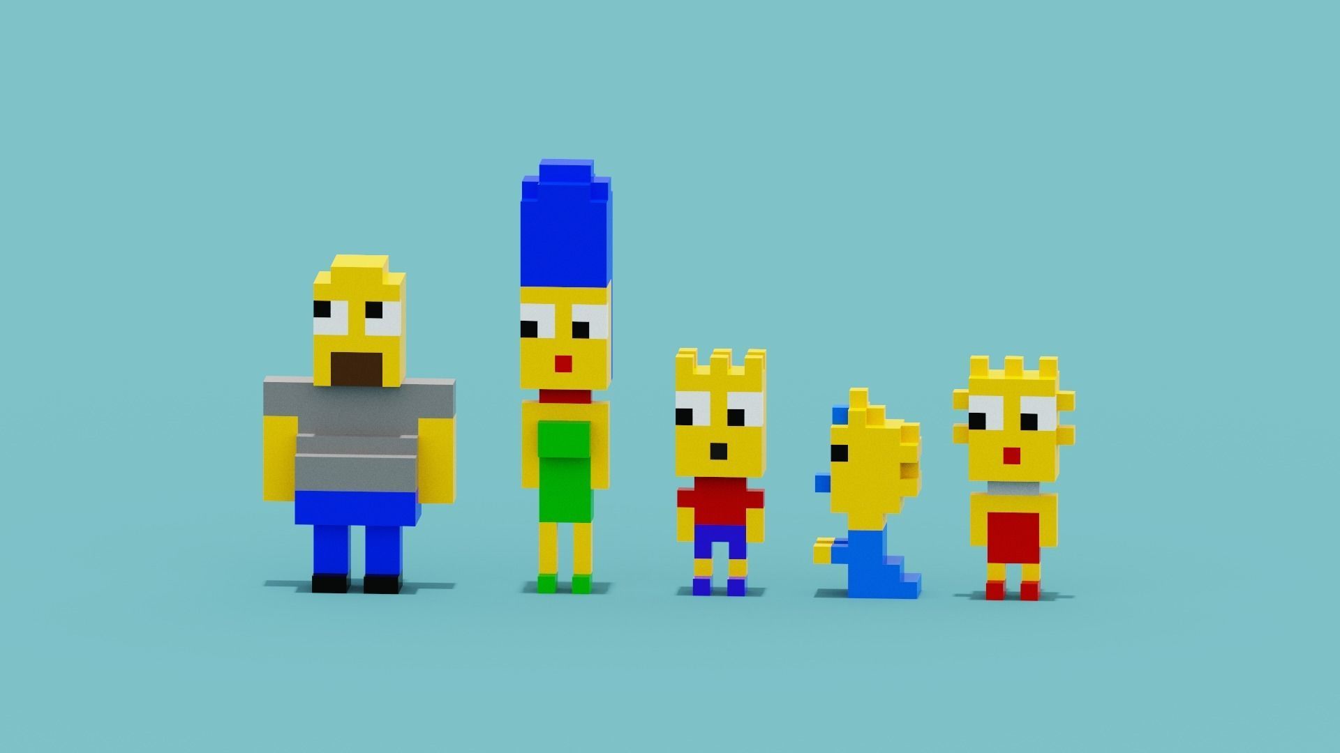 Voxel Simpsons Low-poly 3D model_1