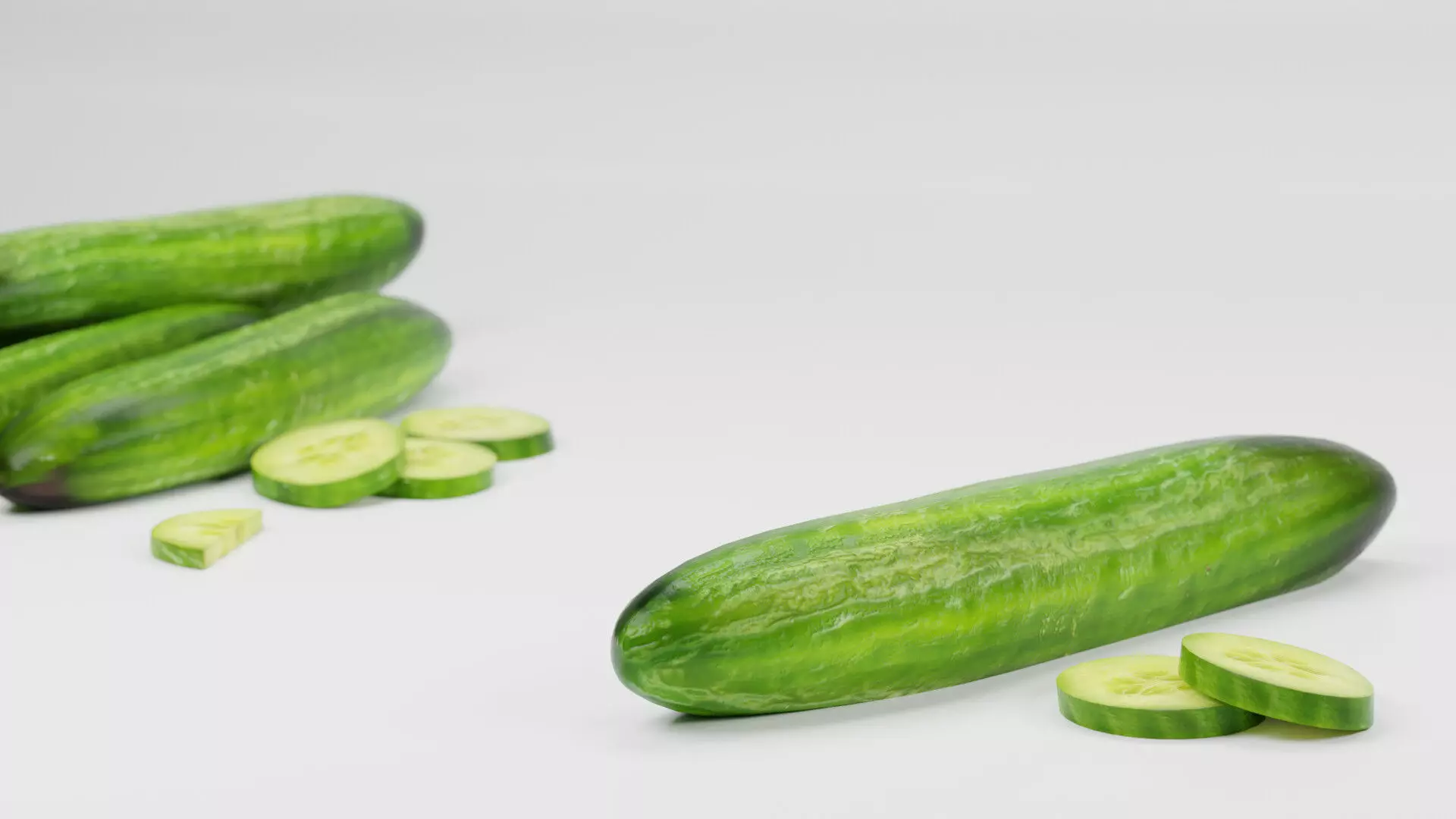 Cucumber game asset - sliced Low-poly 3D model