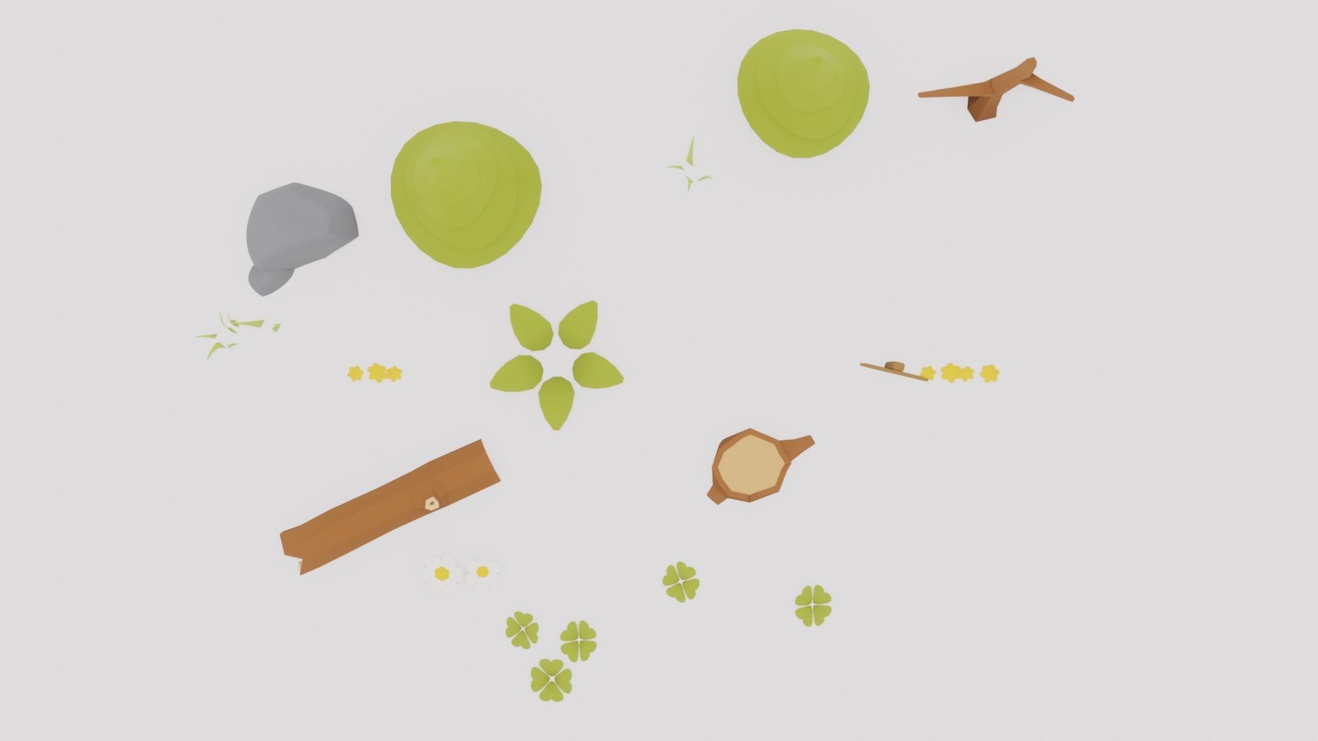 Flowers Plants Stones Trees Grass Nature VR AR Low Poly  Low-poly 3D model_6