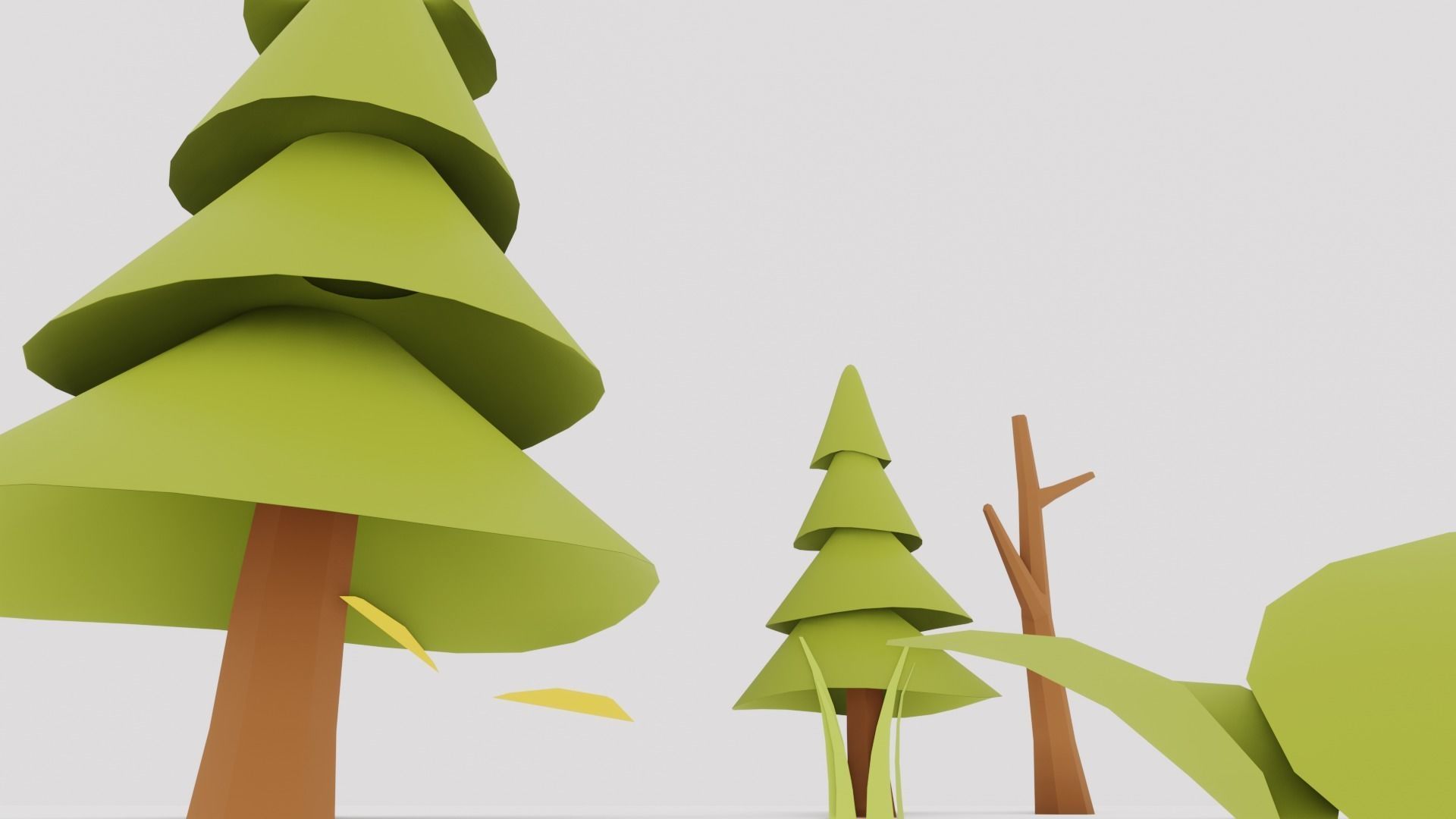 Flowers Plants Stones Trees Grass Nature VR AR Low Poly  Low-poly 3D model_8