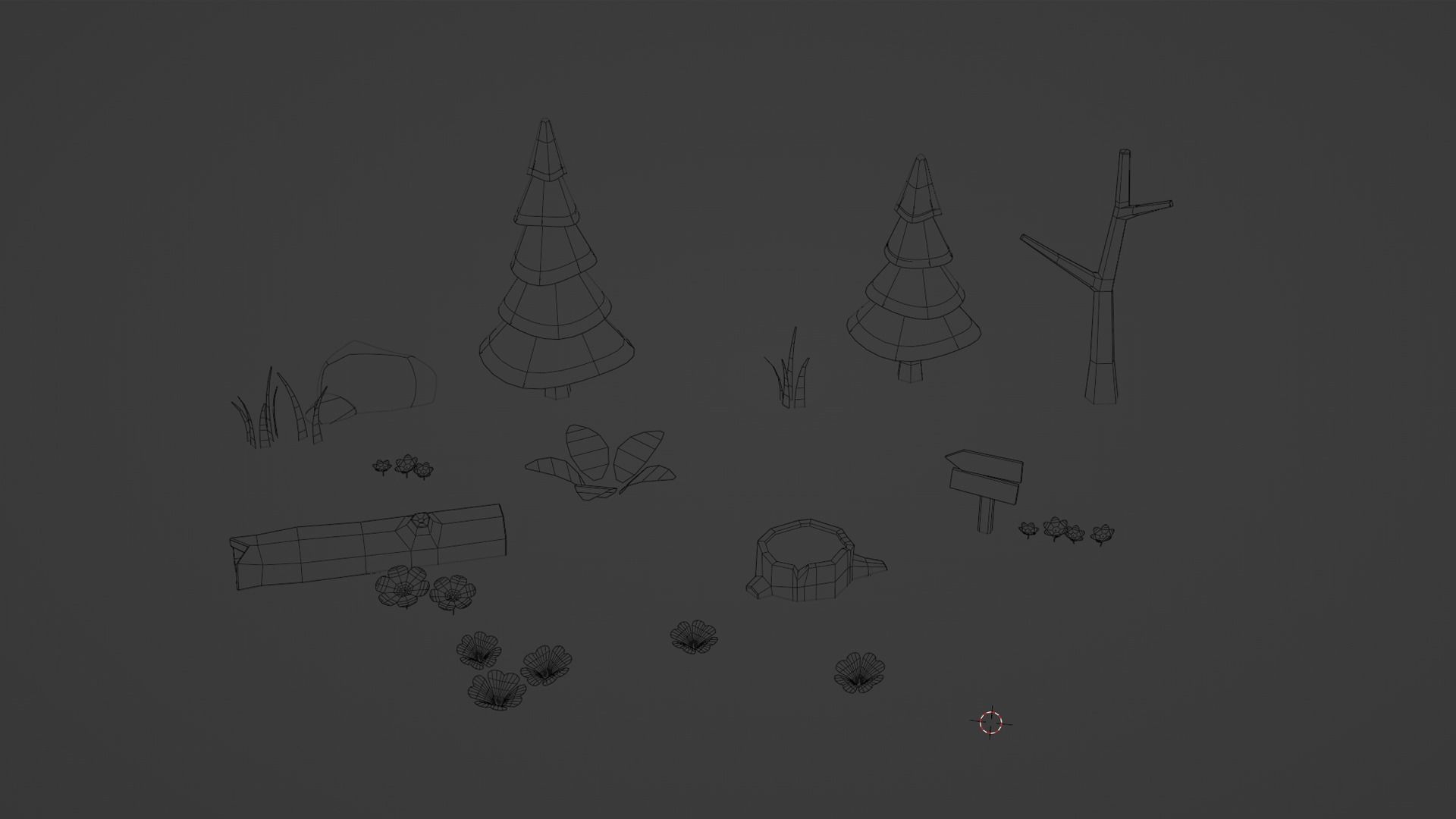 Flowers Plants Stones Trees Grass Nature VR AR Low Poly  Low-poly 3D model_9