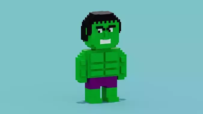 Voxel Hulk Low-poly 3D model