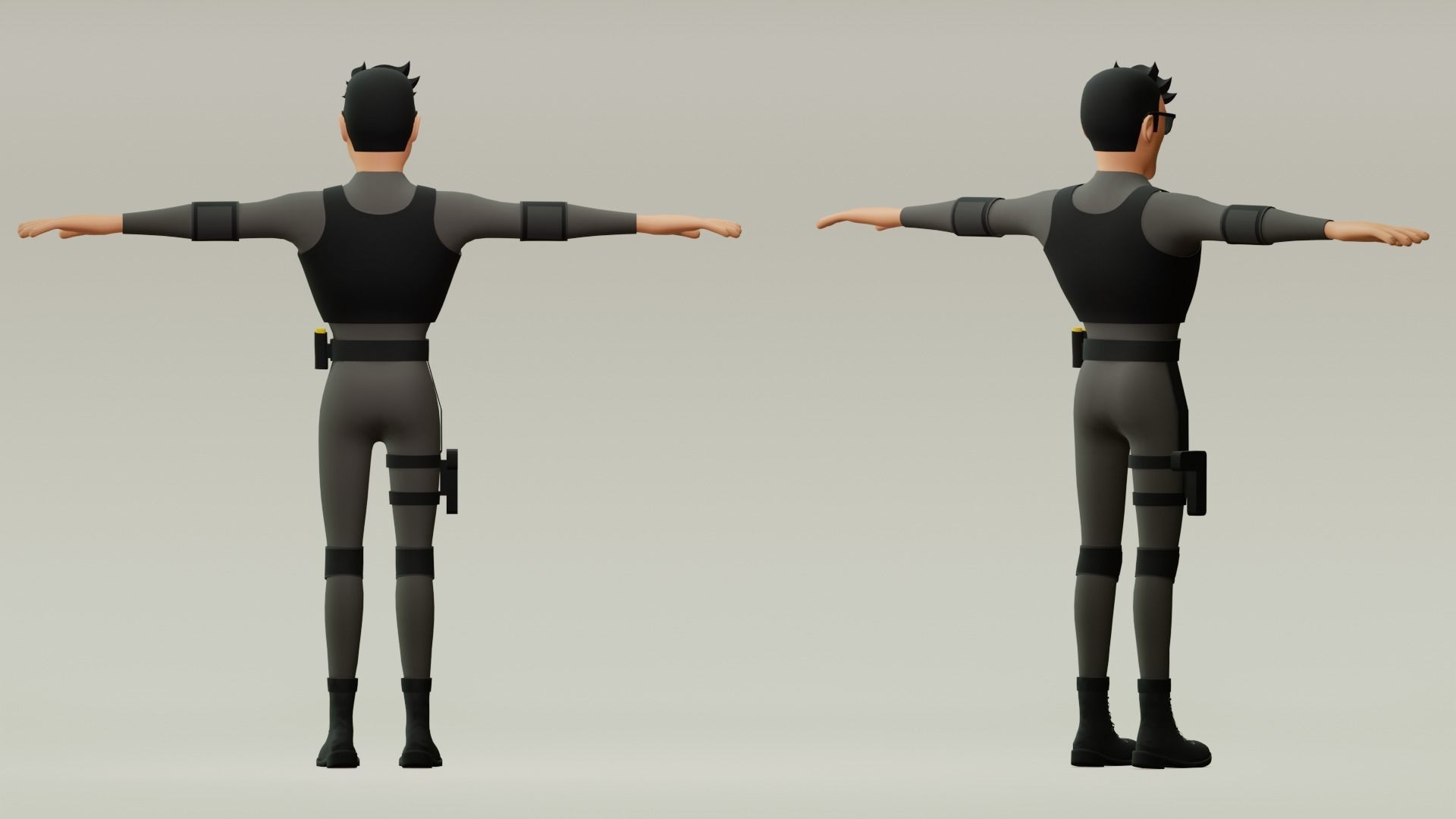 Male cartoon character with 4 outfit Low-poly 3D model_13