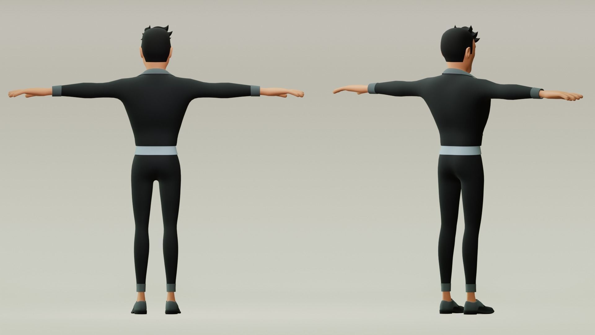 Male cartoon character with 4 outfit Low-poly 3D model_4