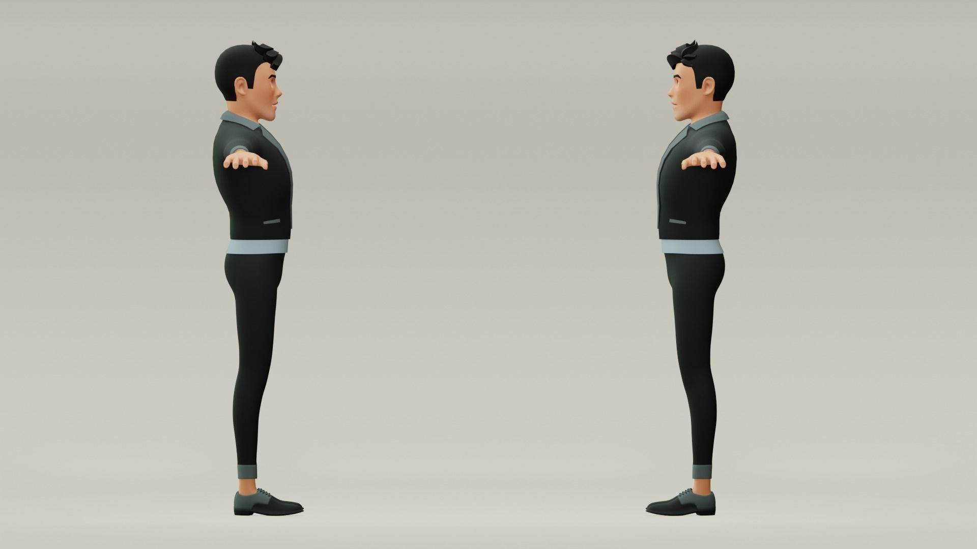 Male cartoon character with 4 outfit Low-poly 3D model_5