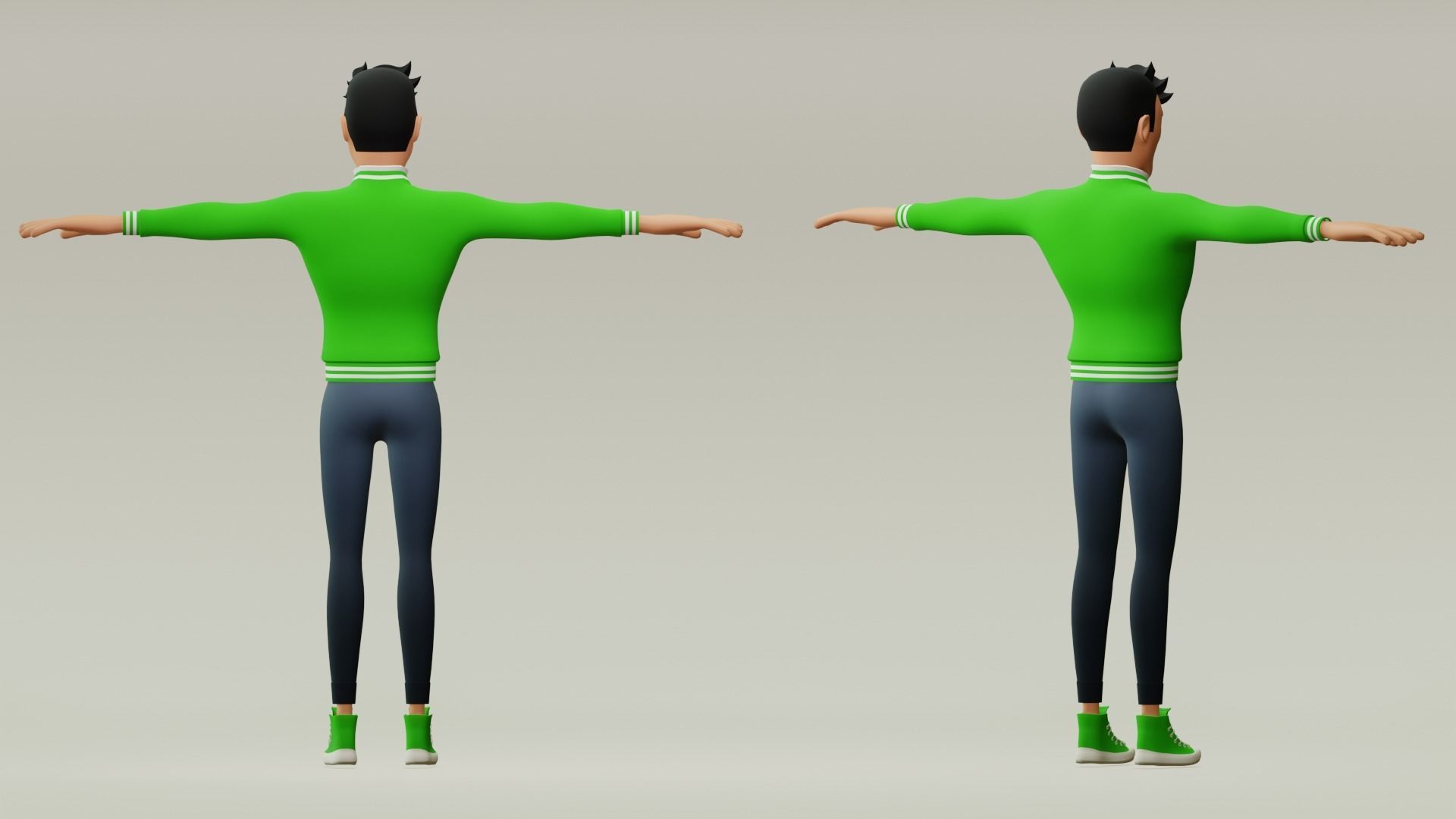 Male cartoon character with 4 outfit Low-poly 3D model_9