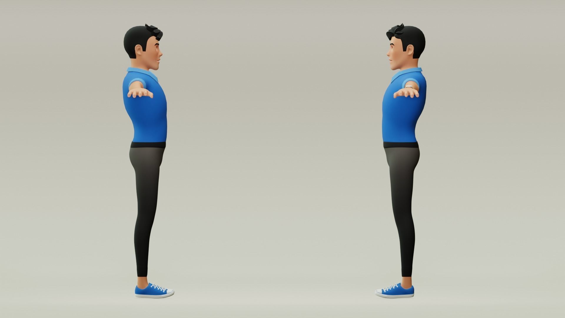 Male cartoon character with 4 outfit Low-poly 3D model_7
