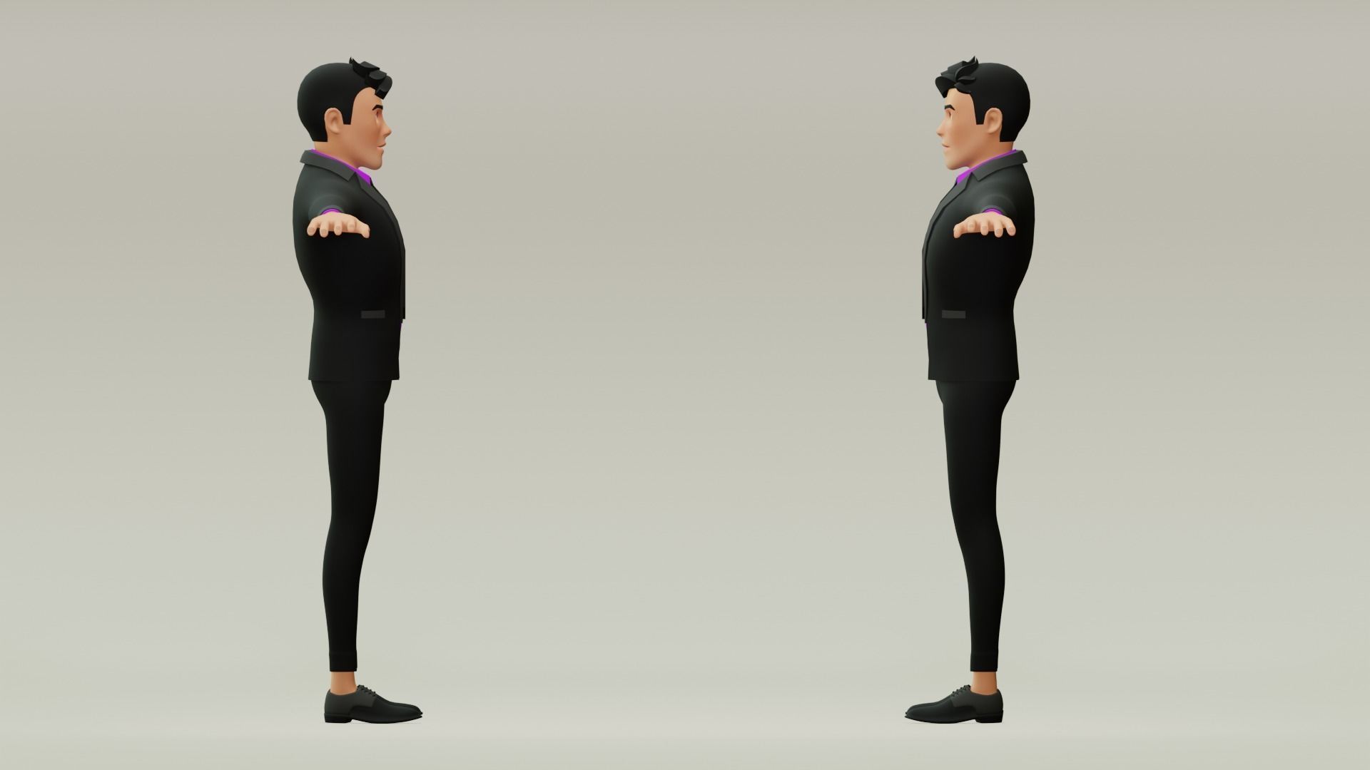 Male cartoon character with 4 outfit Low-poly 3D model_4