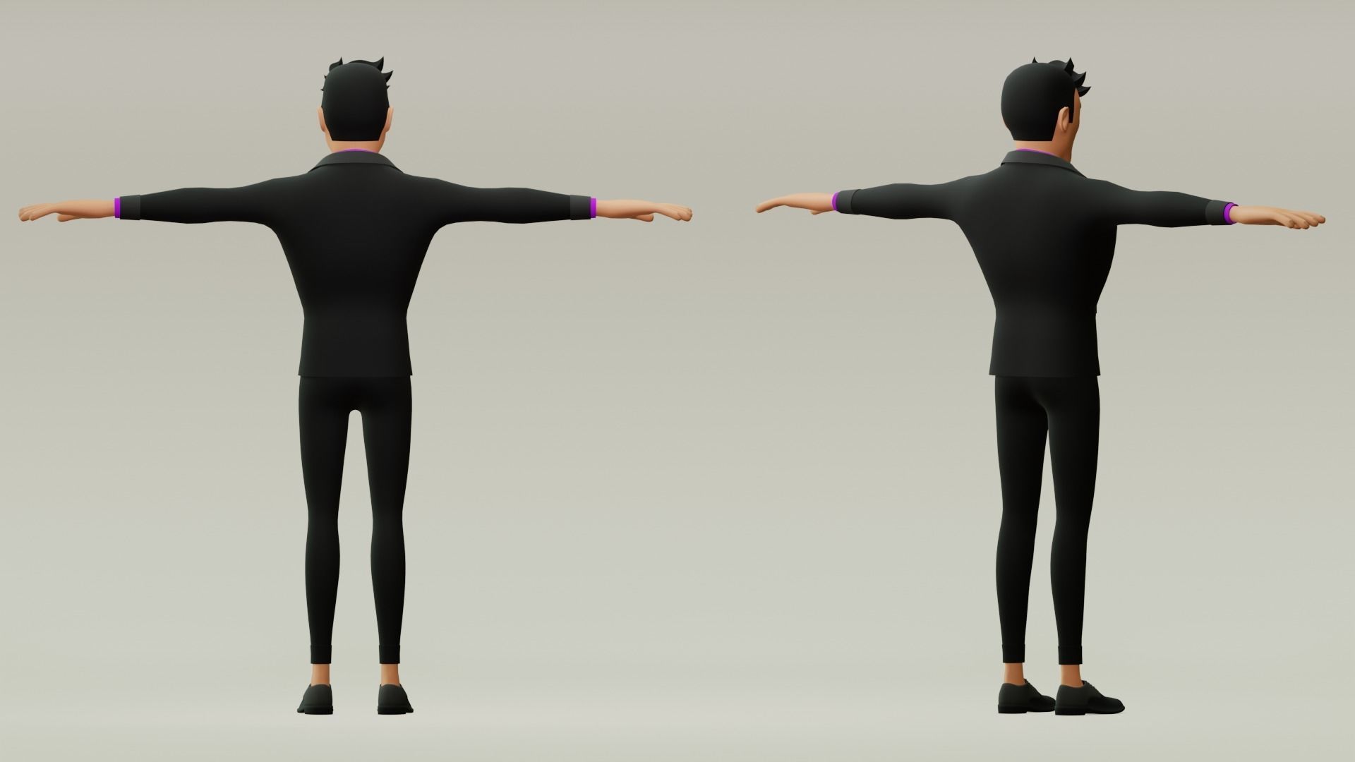 Male cartoon character with 4 outfit Low-poly 3D model_3
