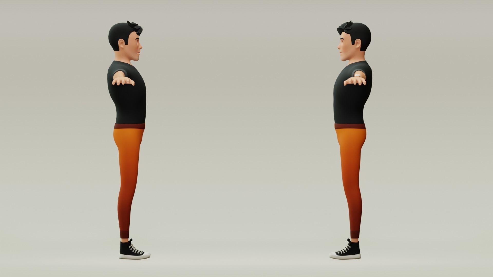 Male cartoon character with 4 outfit Low-poly 3D model_11