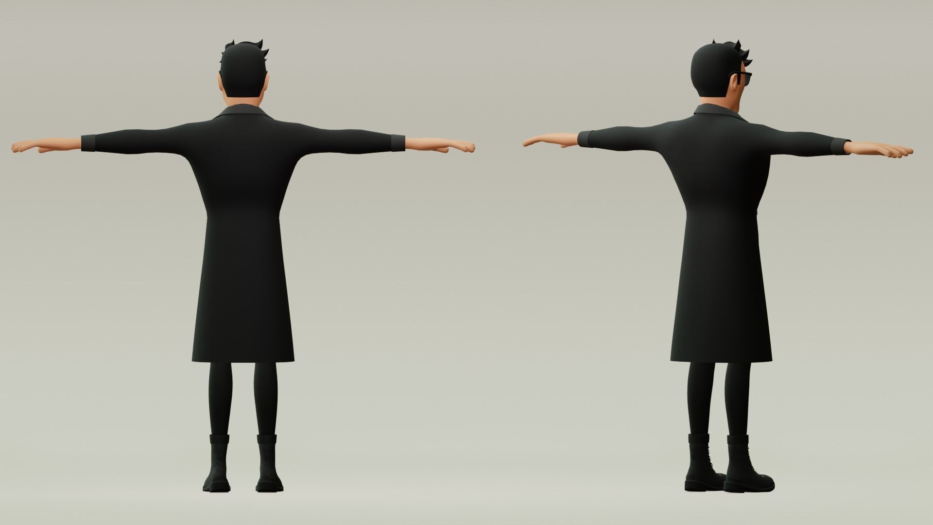 Male cartoon character with 4 outfit Low-poly 3D model_4