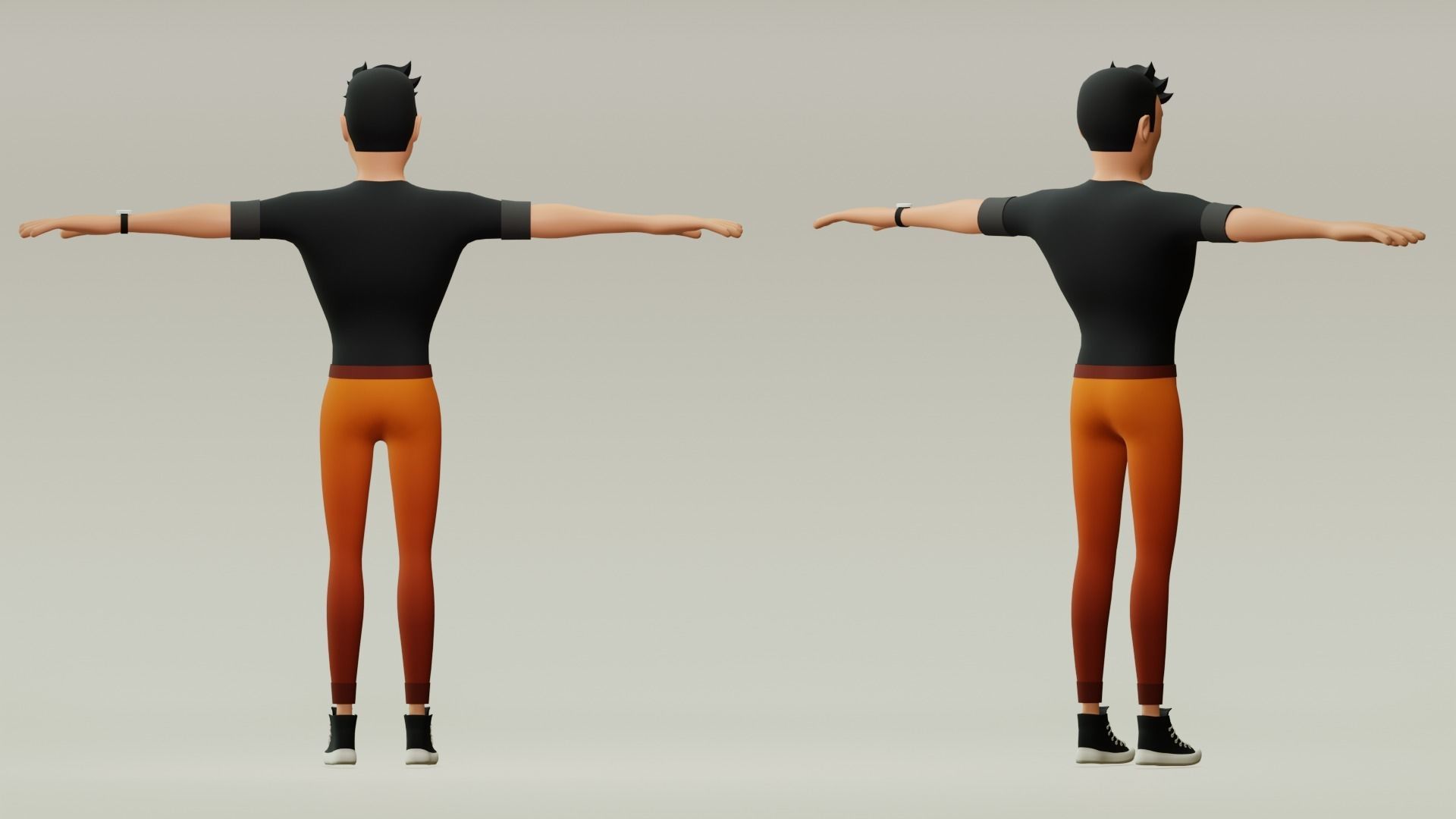 Male cartoon character with 4 outfit Low-poly 3D model_10