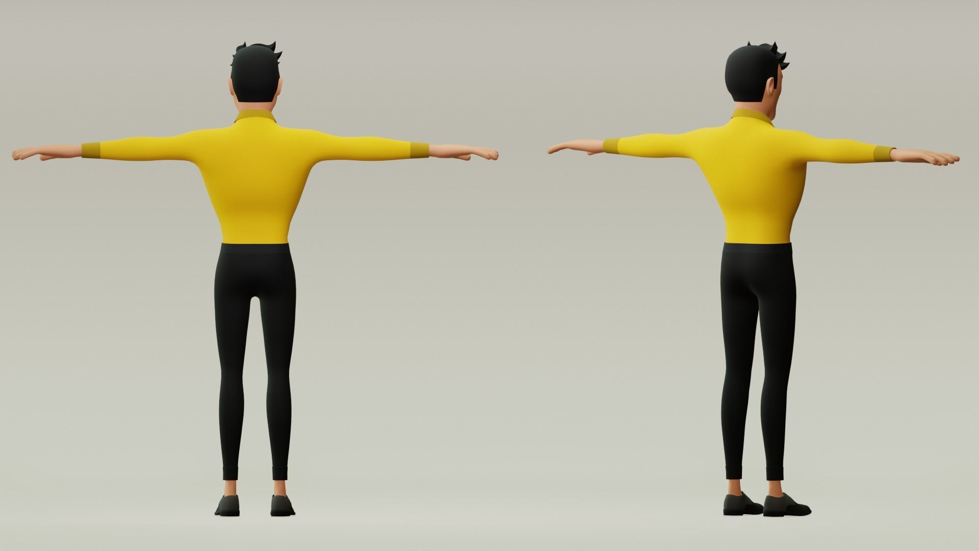 Male cartoon character with 4 outfit Low-poly 3D model_7