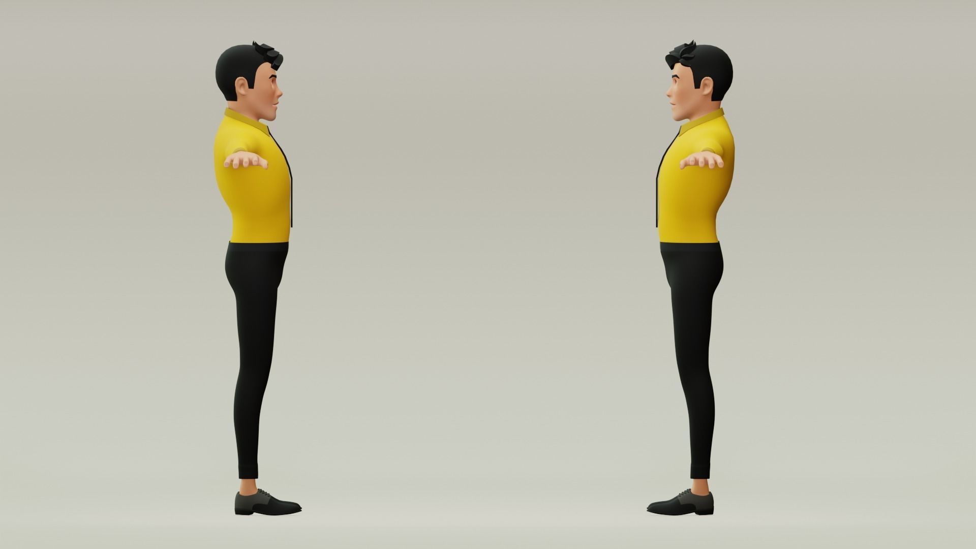 Male cartoon character with 4 outfit Low-poly 3D model_8