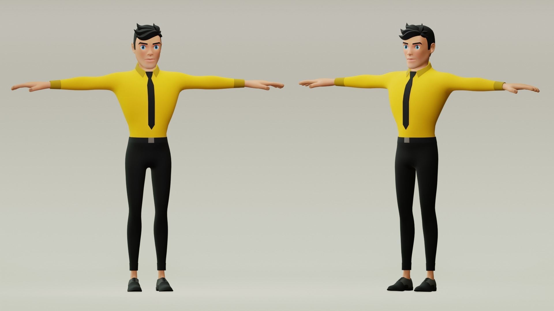 Male cartoon character with 4 outfit Low-poly 3D model_6