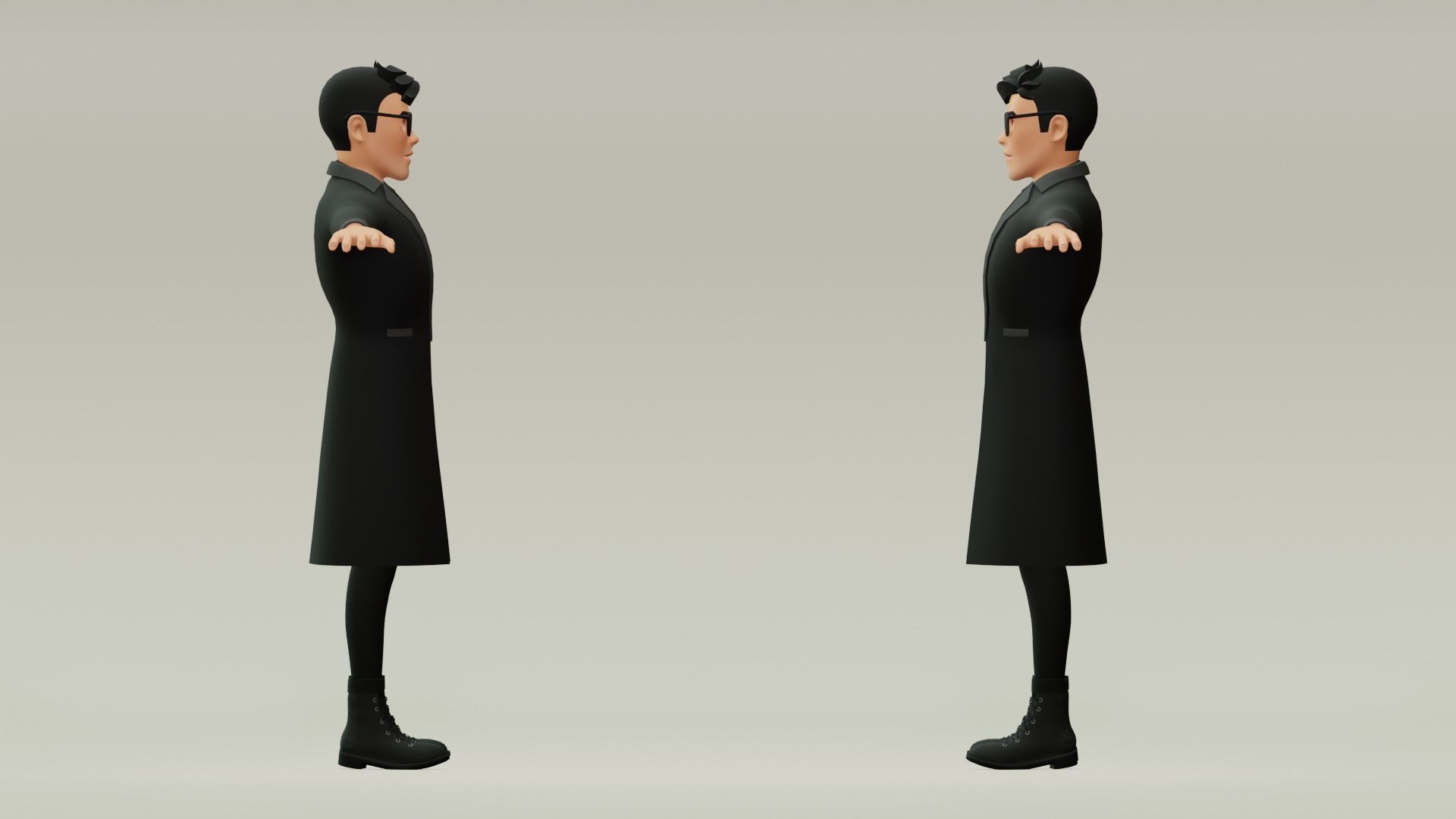 Male cartoon character with 4 outfit Low-poly 3D model_5
