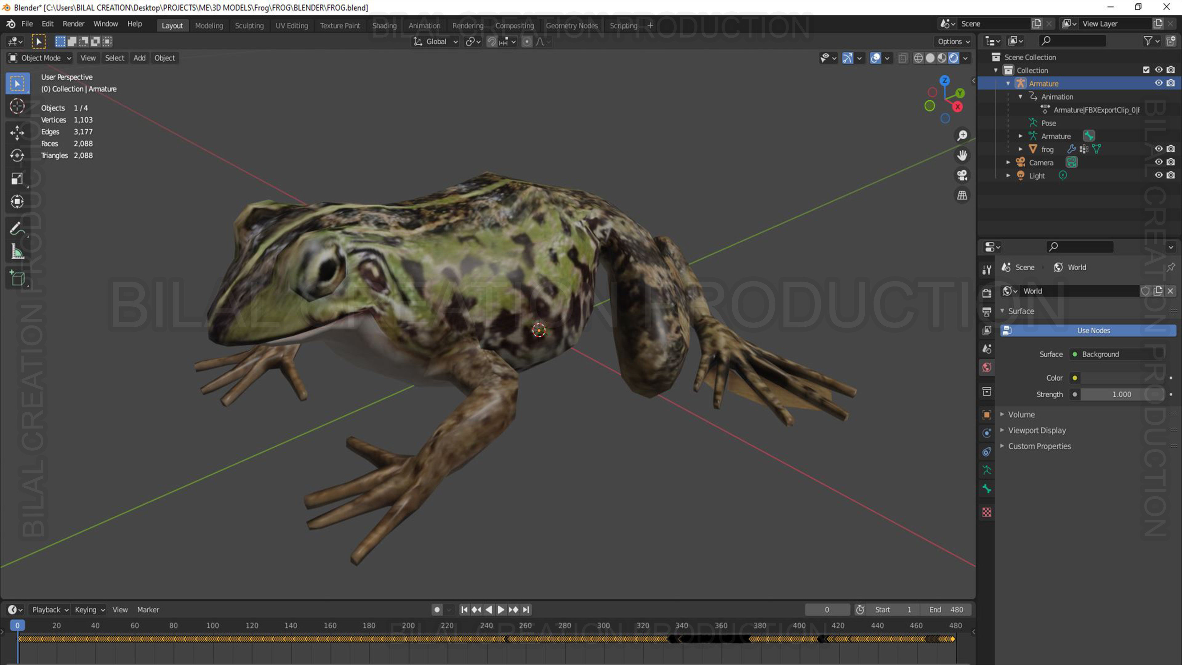 ANIMATED FROG 4 Low-poly 3D model_14