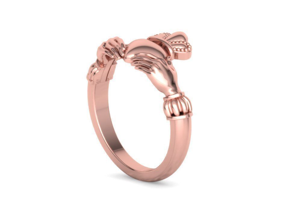 Heavy Twotone Claddagh Ring Friendship Heart Ring 3dmodel 3D print model_31