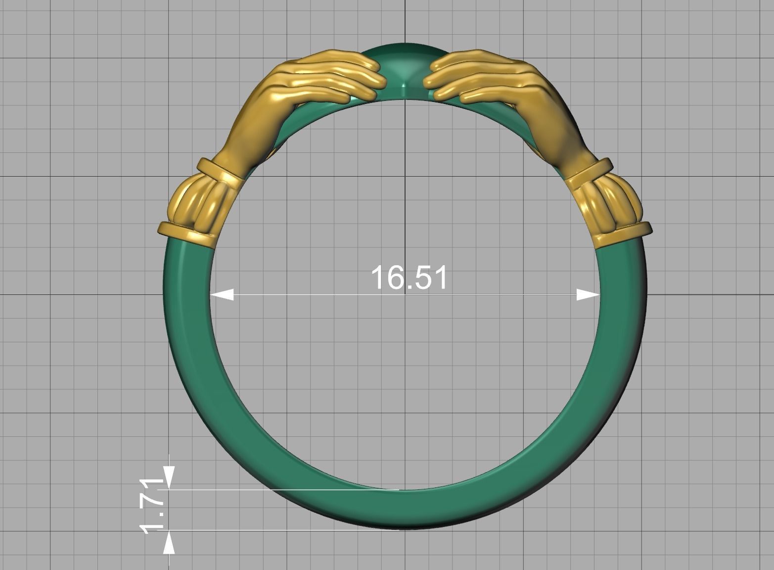 Heavy Twotone Claddagh Ring Friendship Heart Ring 3dmodel 3D print model_18