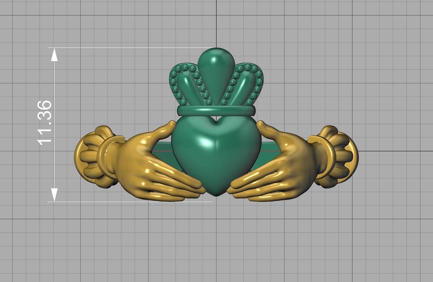 Heavy Twotone Claddagh Ring Friendship Heart Ring 3dmodel 3D print model_17
