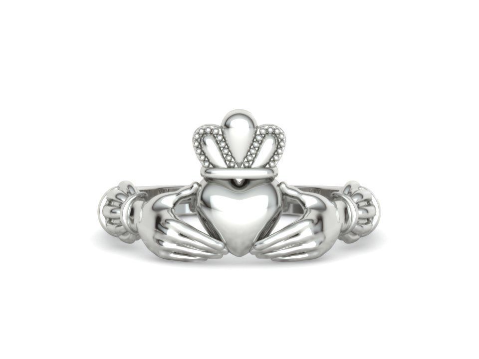 Heavy Twotone Claddagh Ring Friendship Heart Ring 3dmodel 3D print model_9