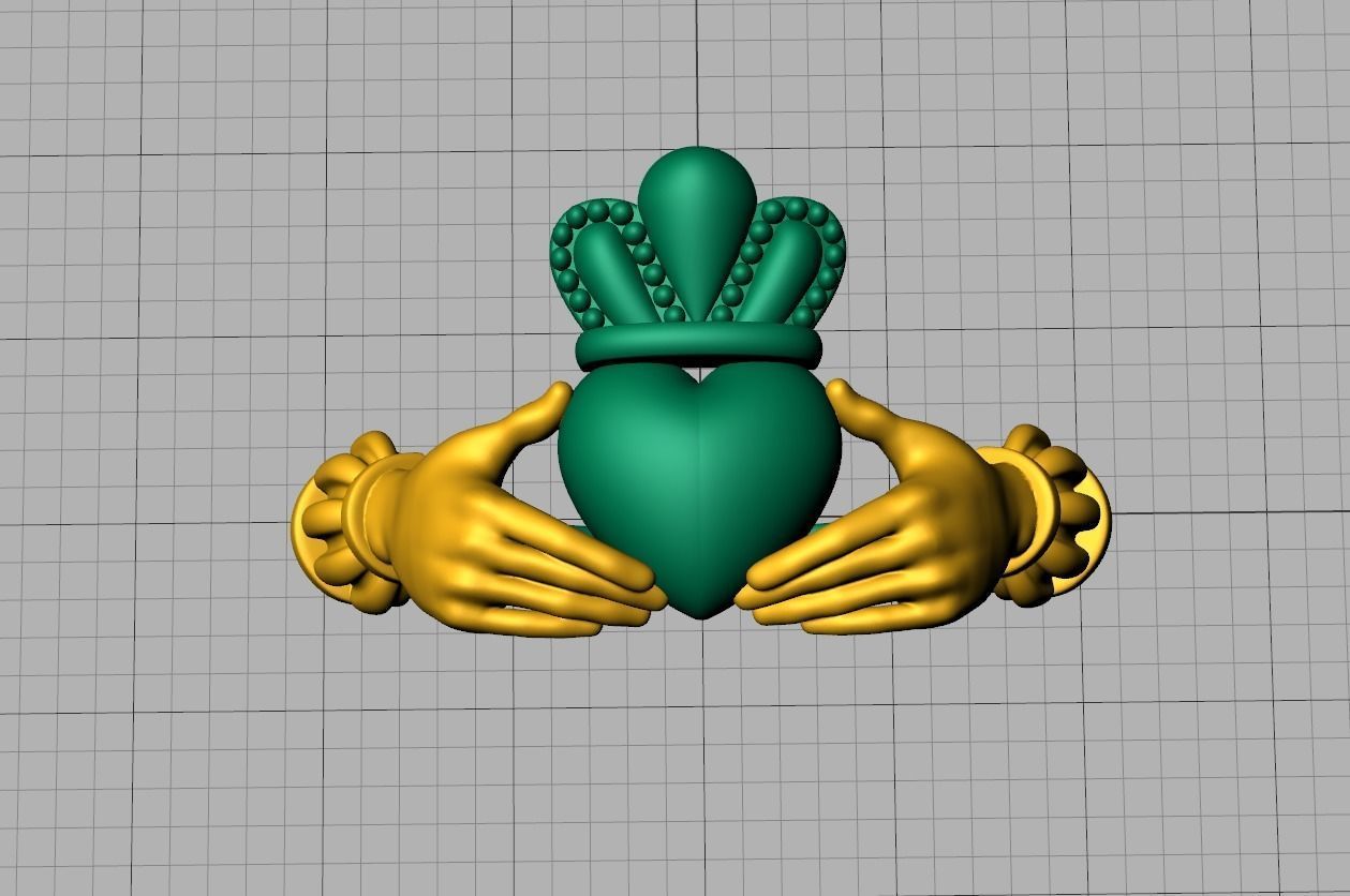 Heavy Twotone Claddagh Ring Friendship Heart Ring 3dmodel 3D print model_11