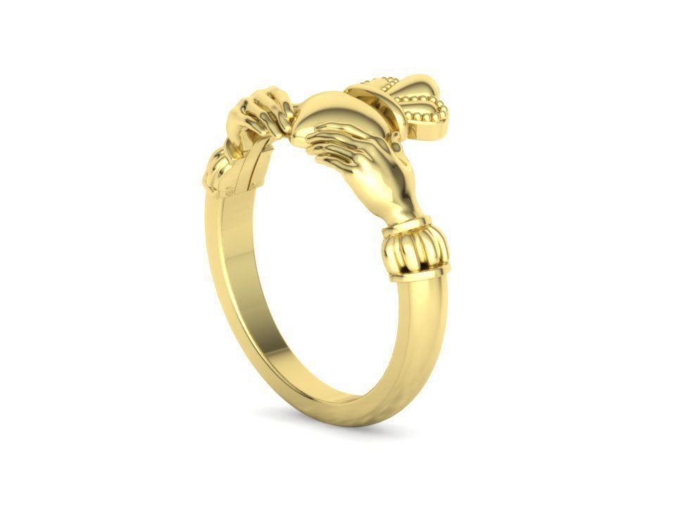 Heavy Twotone Claddagh Ring Friendship Heart Ring 3dmodel 3D print model_32