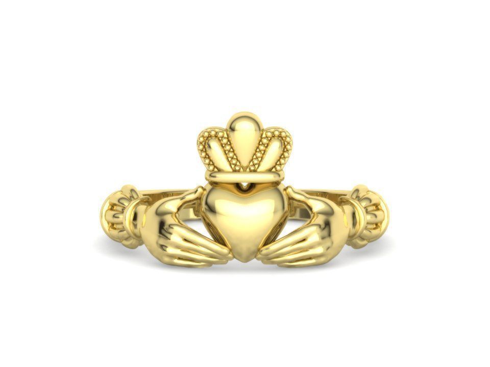 Heavy Twotone Claddagh Ring Friendship Heart Ring 3dmodel 3D print model_7