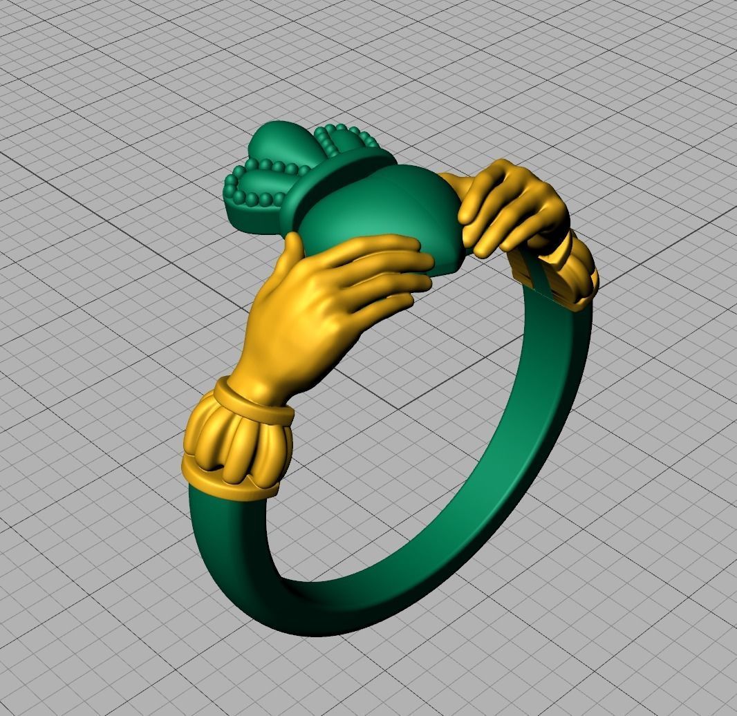 Heavy Twotone Claddagh Ring Friendship Heart Ring 3dmodel 3D print model_23