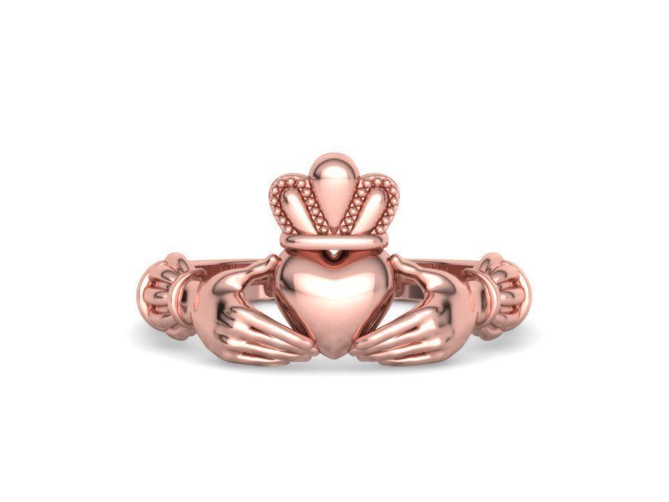 Heavy Twotone Claddagh Ring Friendship Heart Ring 3dmodel 3D print model_8