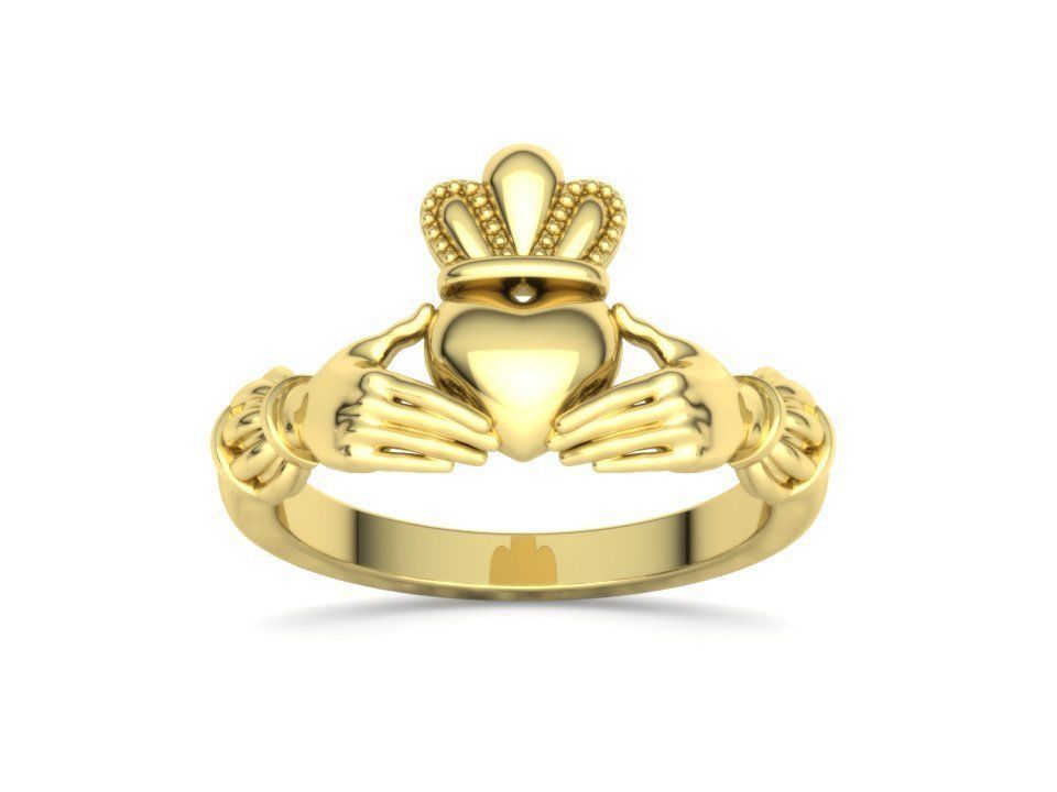 Heavy Twotone Claddagh Ring Friendship Heart Ring 3dmodel 3D print model_26