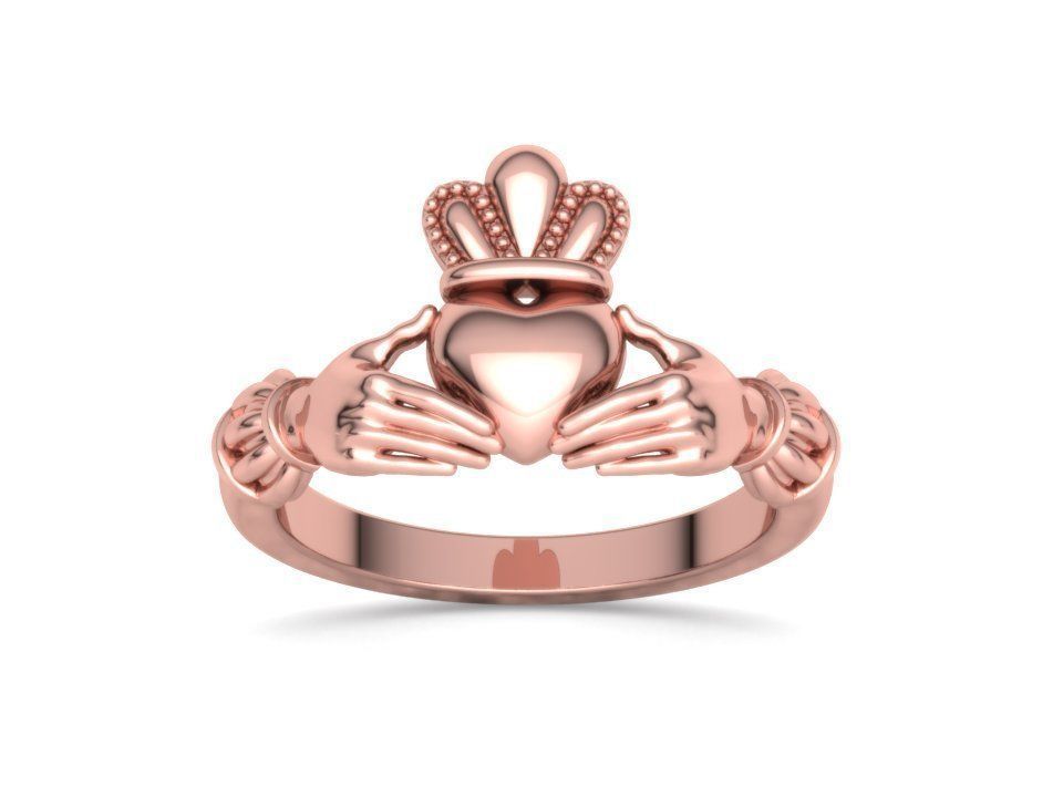 Heavy Twotone Claddagh Ring Friendship Heart Ring 3dmodel 3D print model_27