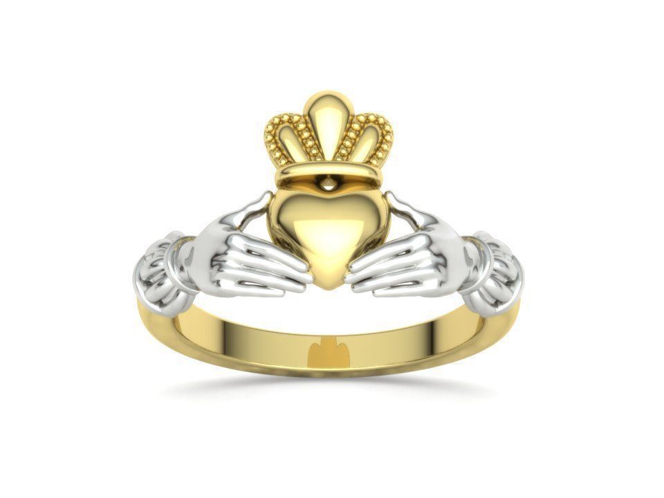 Heavy Twotone Claddagh Ring Friendship Heart Ring 3dmodel 3D print model_24
